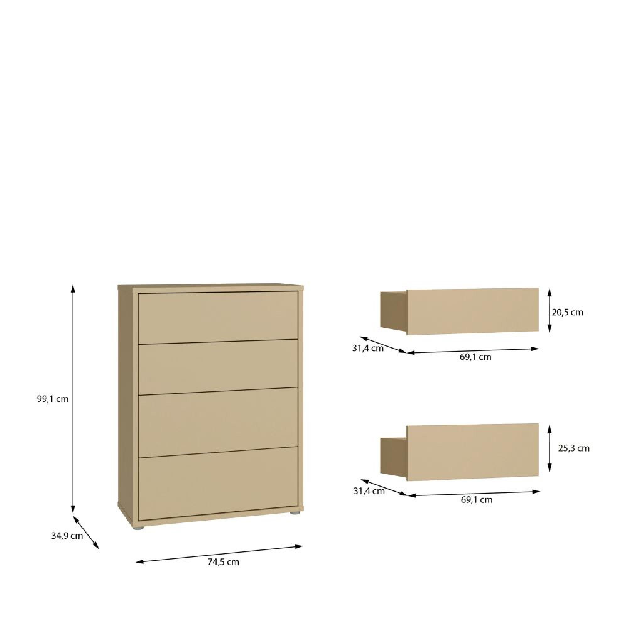Alice Springs Chest - 4 Drawer - Wide - Butter Yellow