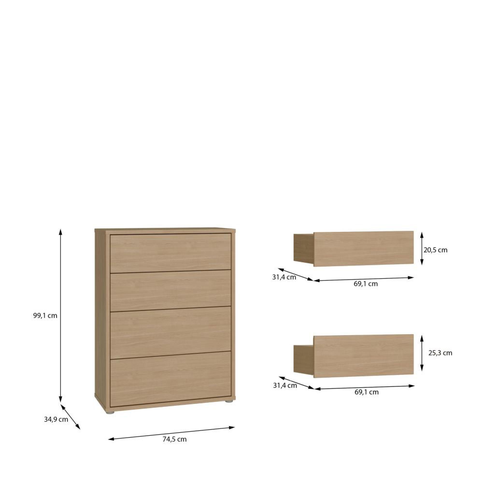 Alice Springs Chest - 4 Drawer - Wide - Elegancia Oak