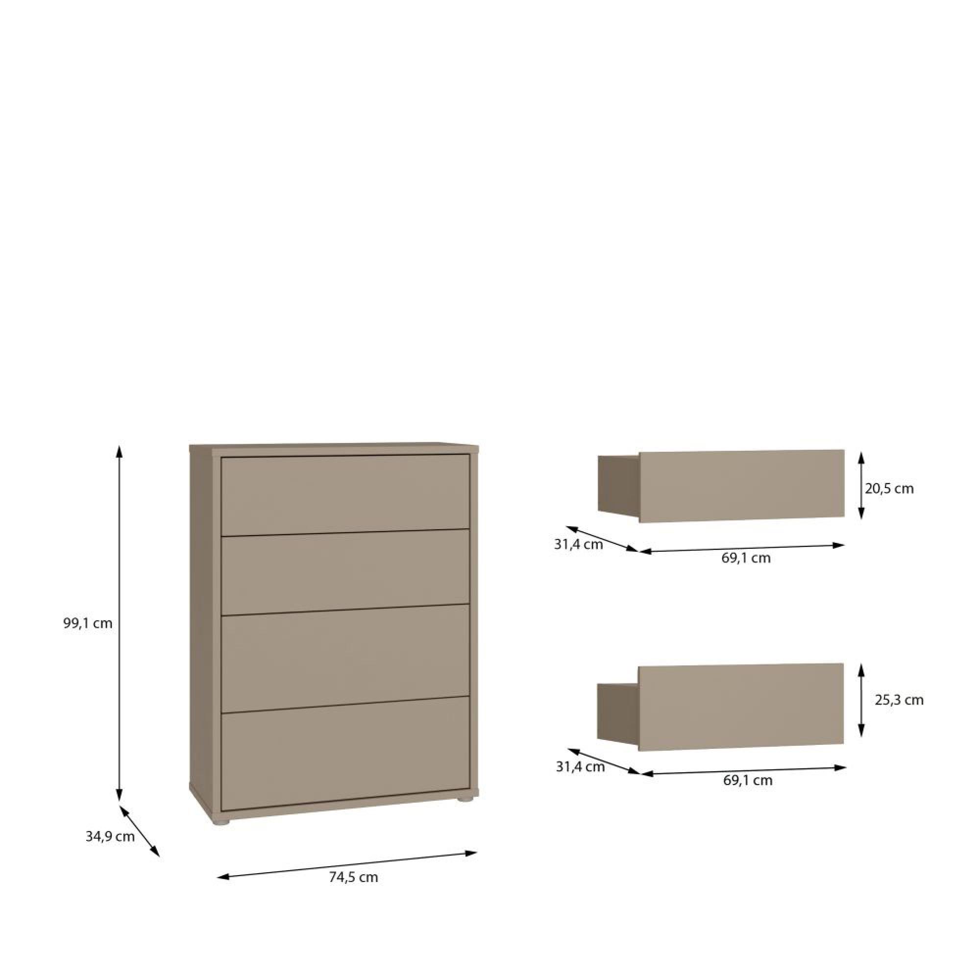 Alice Springs Chest - 4 Drawer - Wide - Taupe
