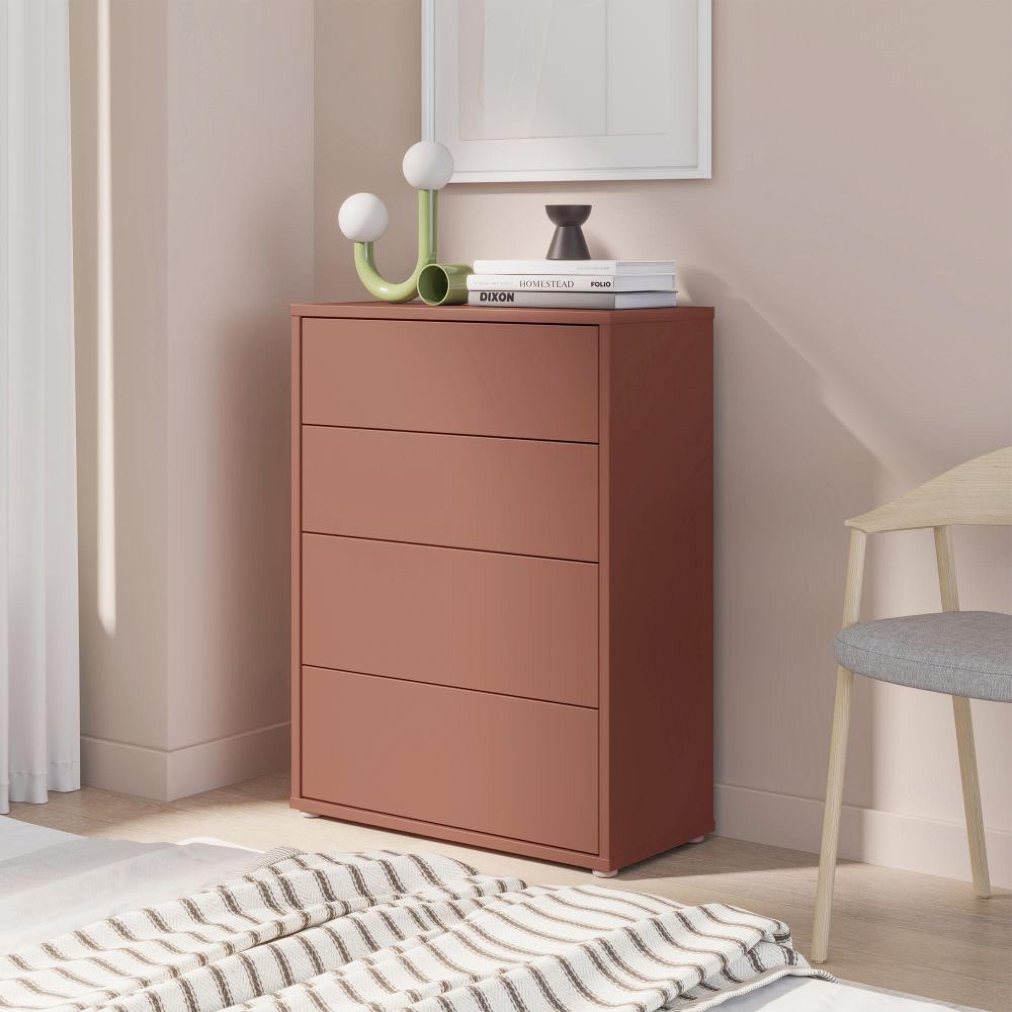 Alice Springs Chest - 4 Drawer - Wide - Terracotta