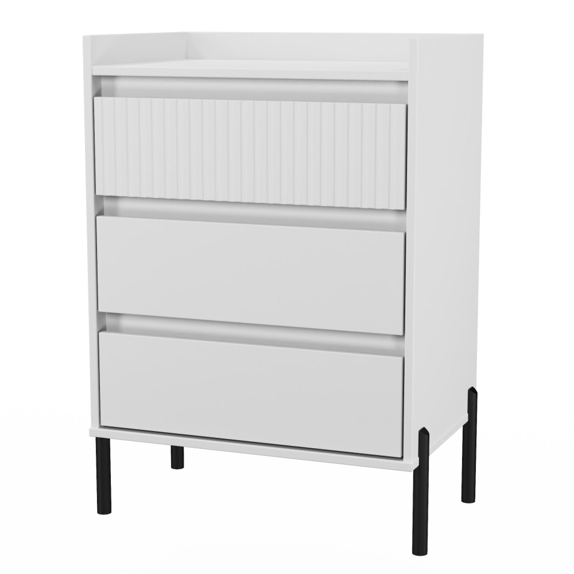 Osaka Chest - 3 Drawer - Midi - White Matt Fluted