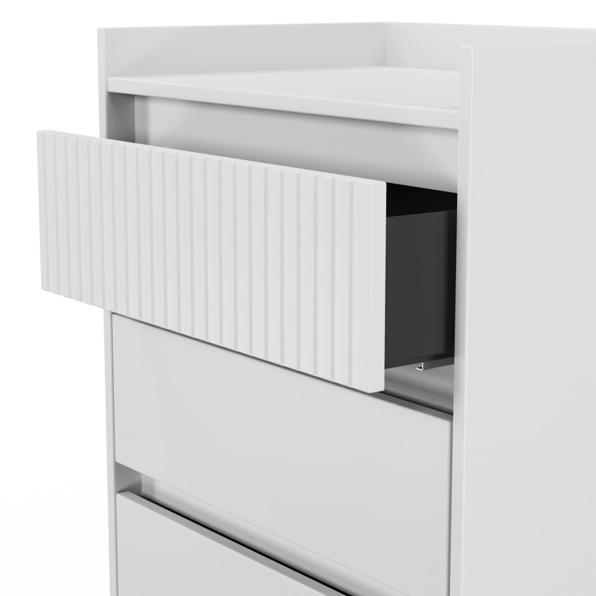 Osaka Chest - 3 Drawer - Midi - White Matt Fluted