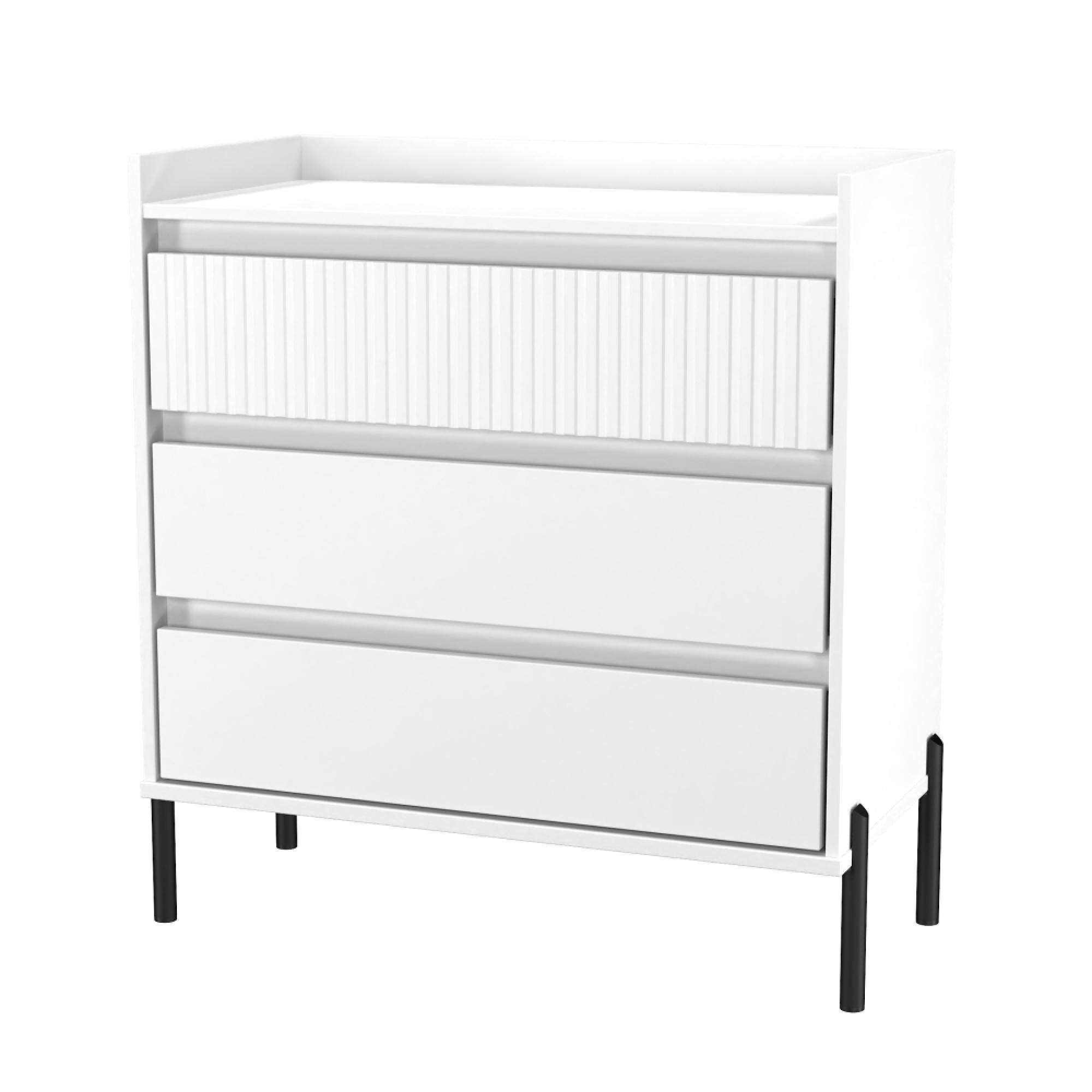 Osaka Chest - 3 Drawer - White Matt Fluted