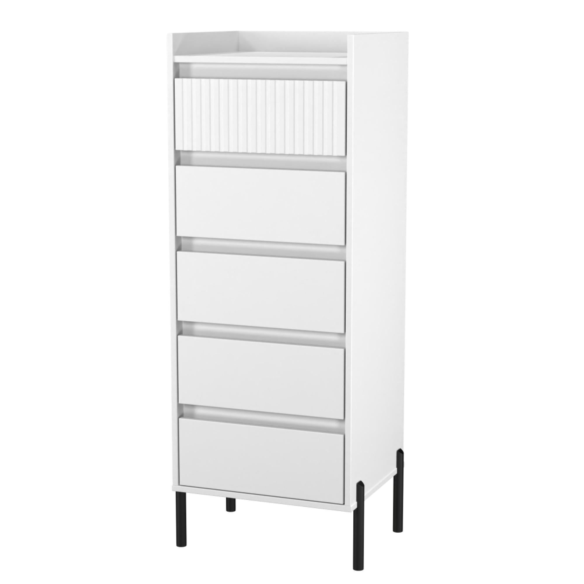 Osaka Chest - 5 Drawer - Narrow - White Matt Fluted