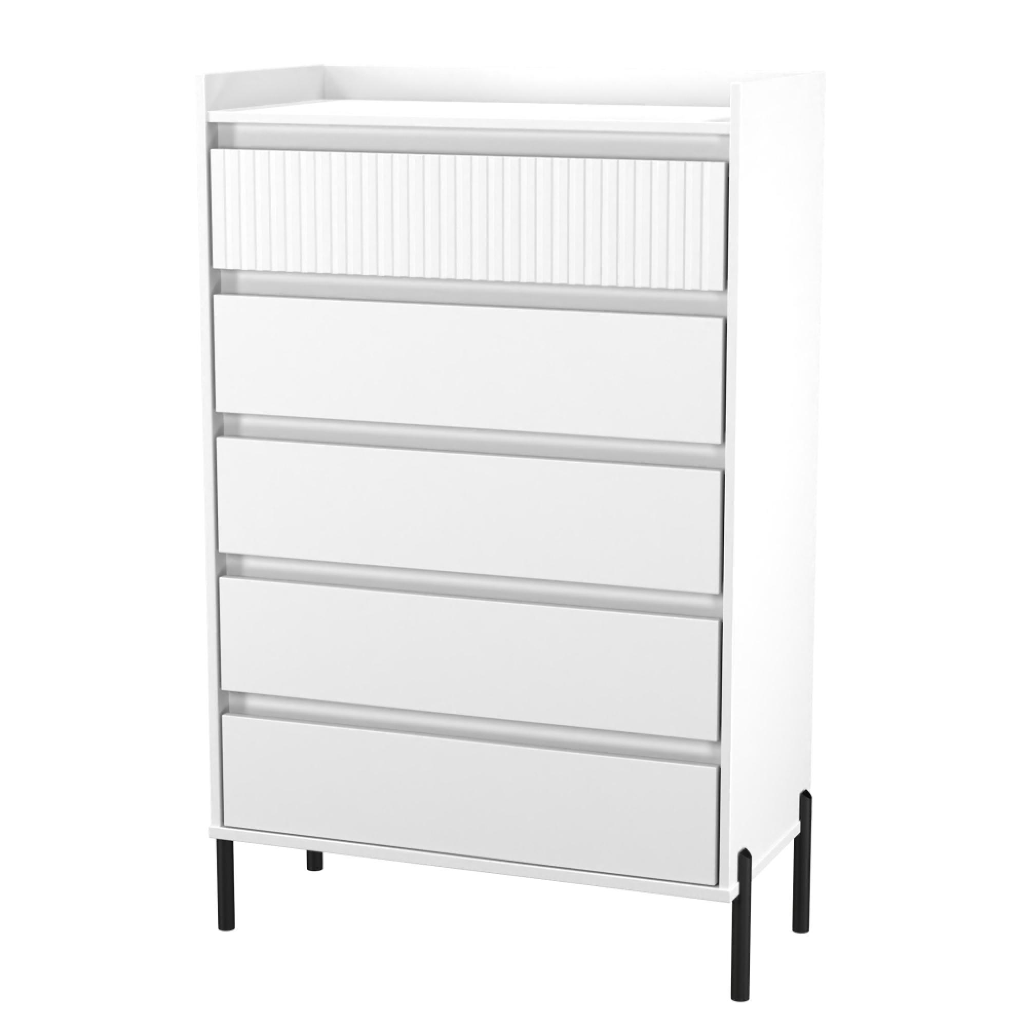 Osaka Chest - 5 Drawer - Wide - White Matt Fluted