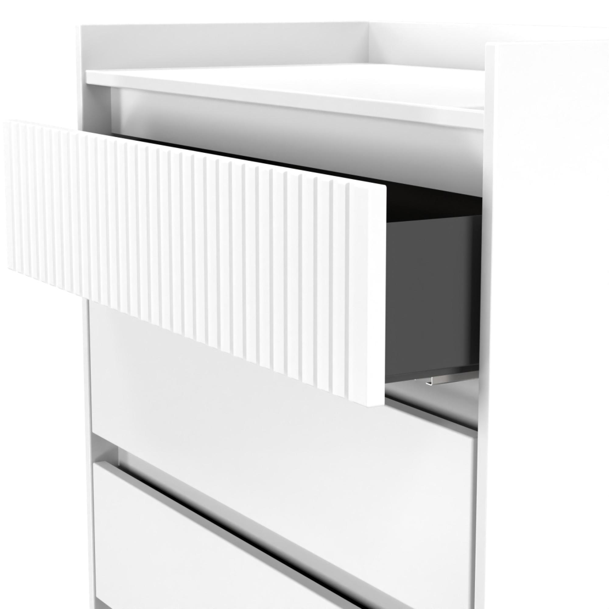 Osaka Chest - 5 Drawer - Wide - White Matt Fluted
