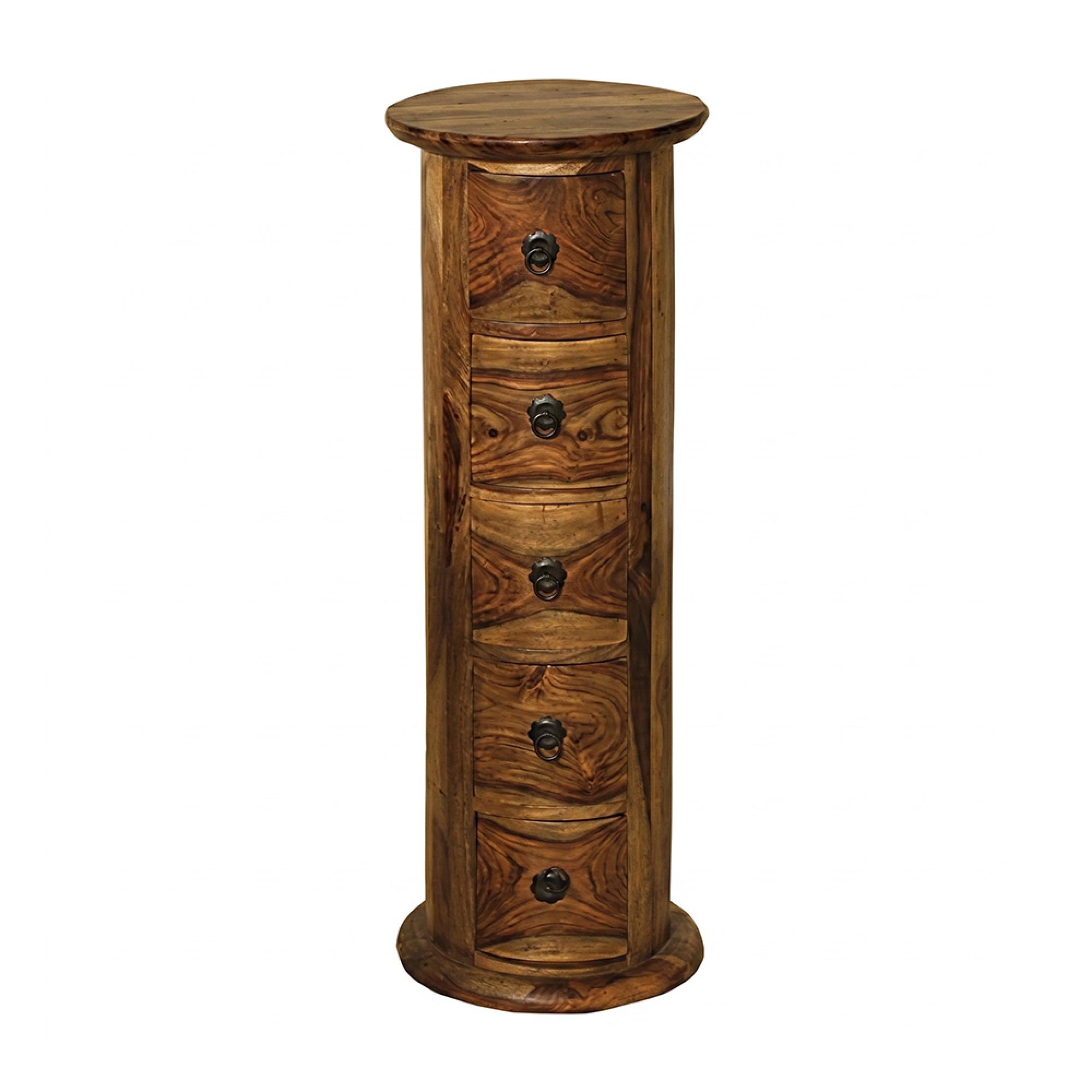 Thacket Chest - 5 Drawer - Narrow - Drum - Sheesham Wood