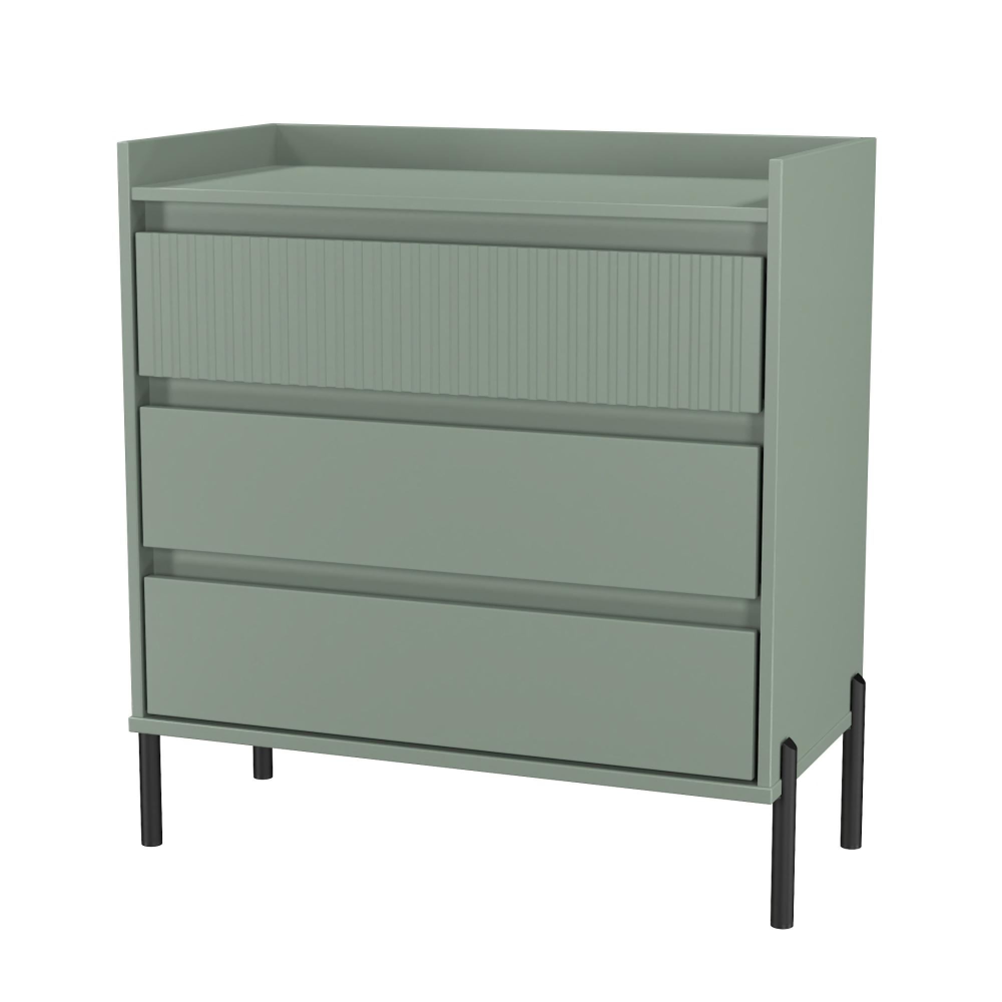 Osaka Chest - 3 Drawer - Reed Green Fluted