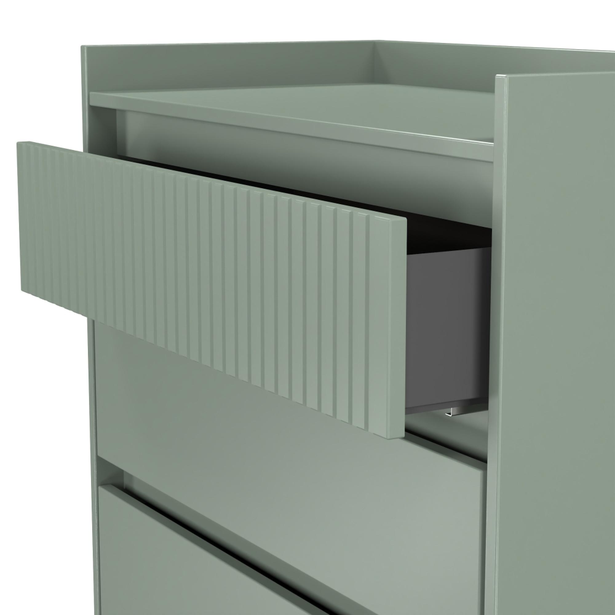 Osaka Chest - 3 Drawer - Reed Green Fluted