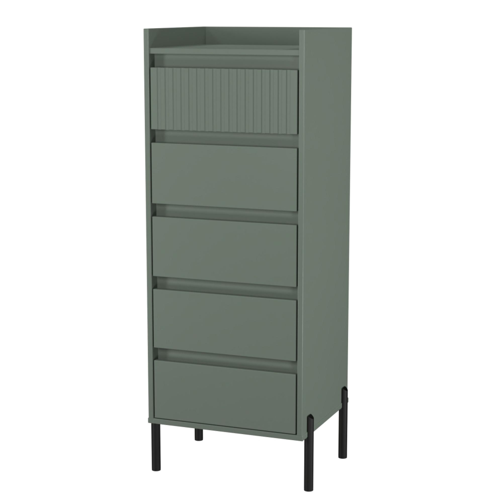 Osaka Chest - 5 Drawer - Narrow - Reed Green Fluted