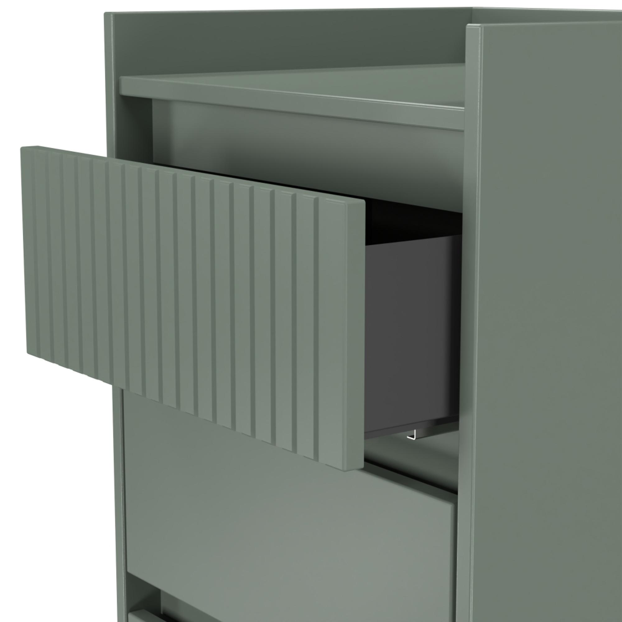 Osaka Chest - 5 Drawer - Narrow - Reed Green Fluted