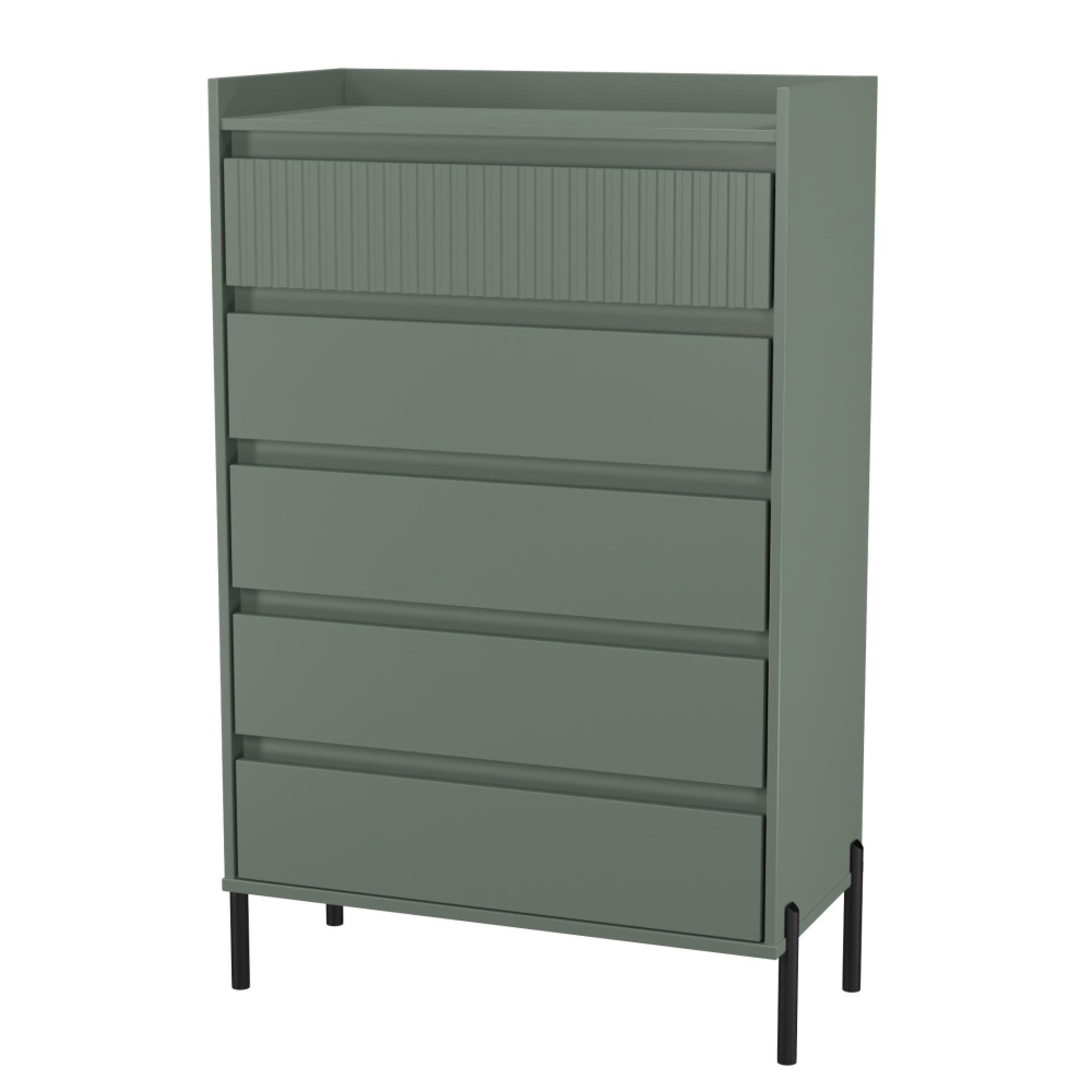 Osaka Chest - 5 Drawer - Wide - Reed Green Fluted
