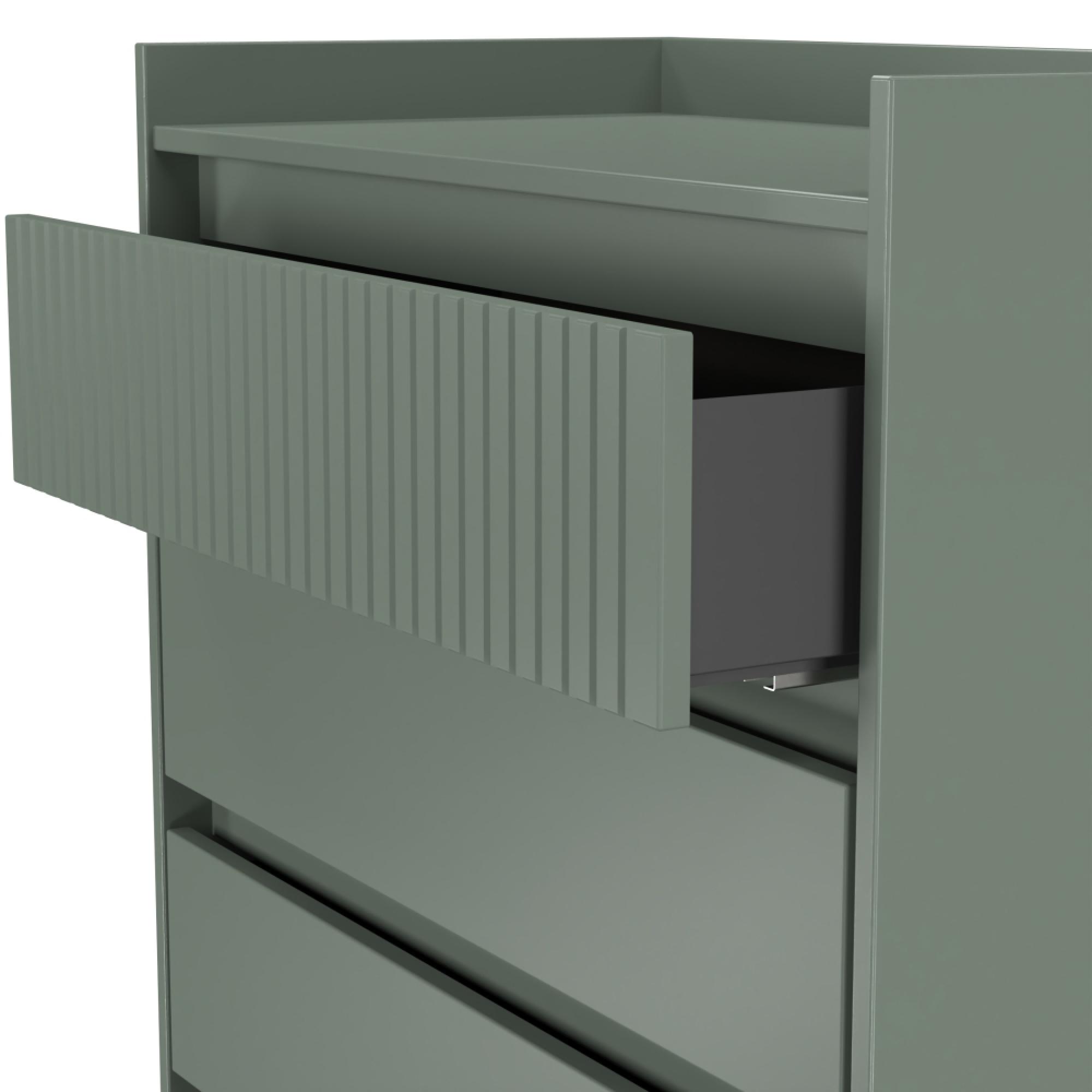 Osaka Chest - 5 Drawer - Wide - Reed Green Fluted