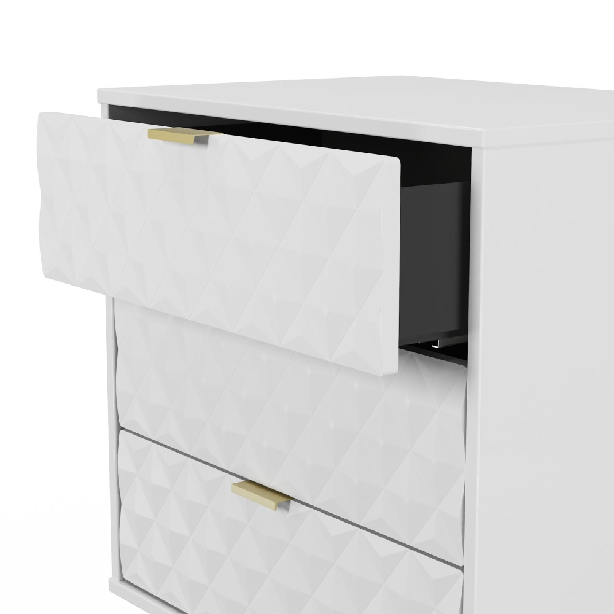 Harlequin Chest - 3 Drawer - Midi - with Hairpin Legs - White Matt