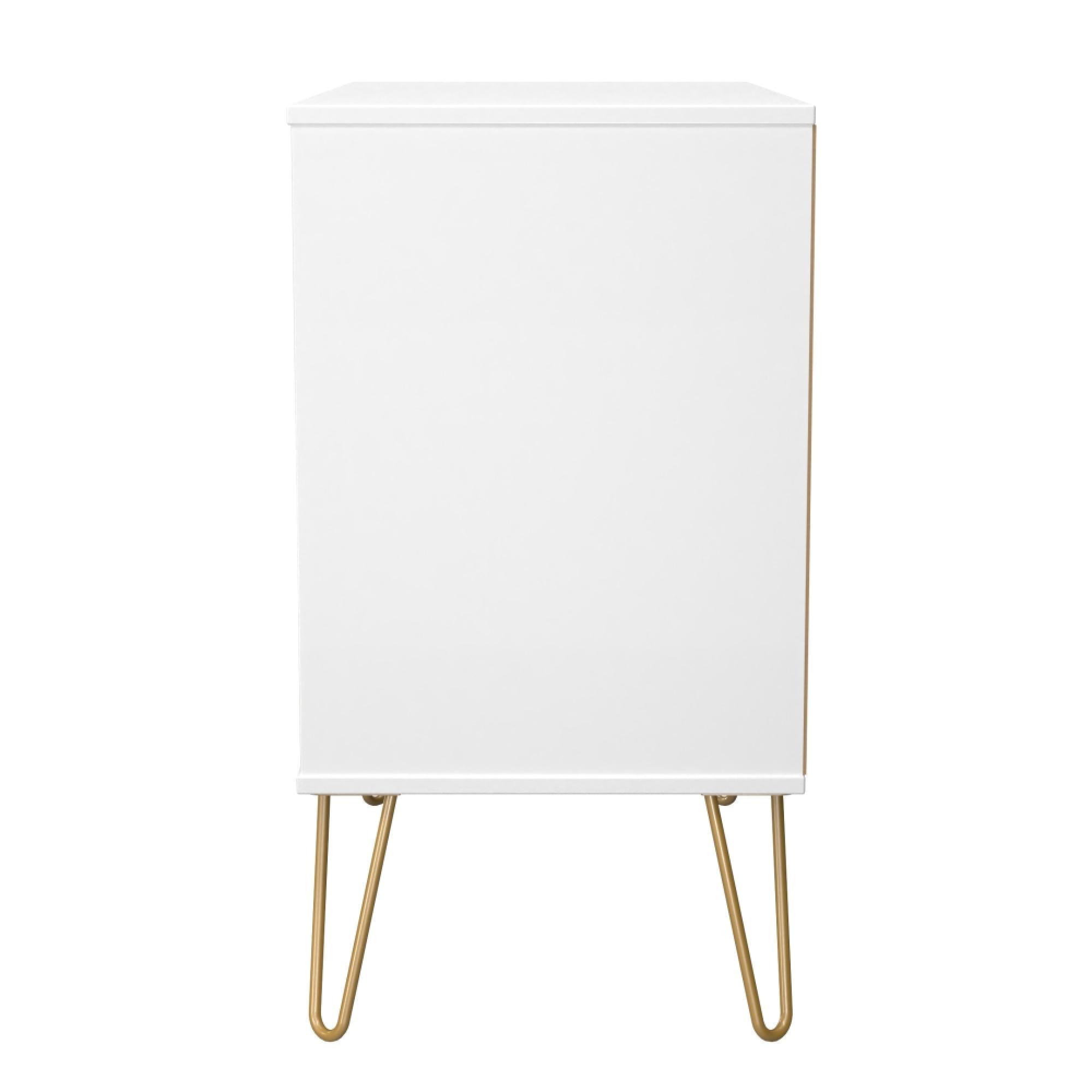 Harlequin Chest - 3 Drawer - with Hairpin Legs - White Matt
