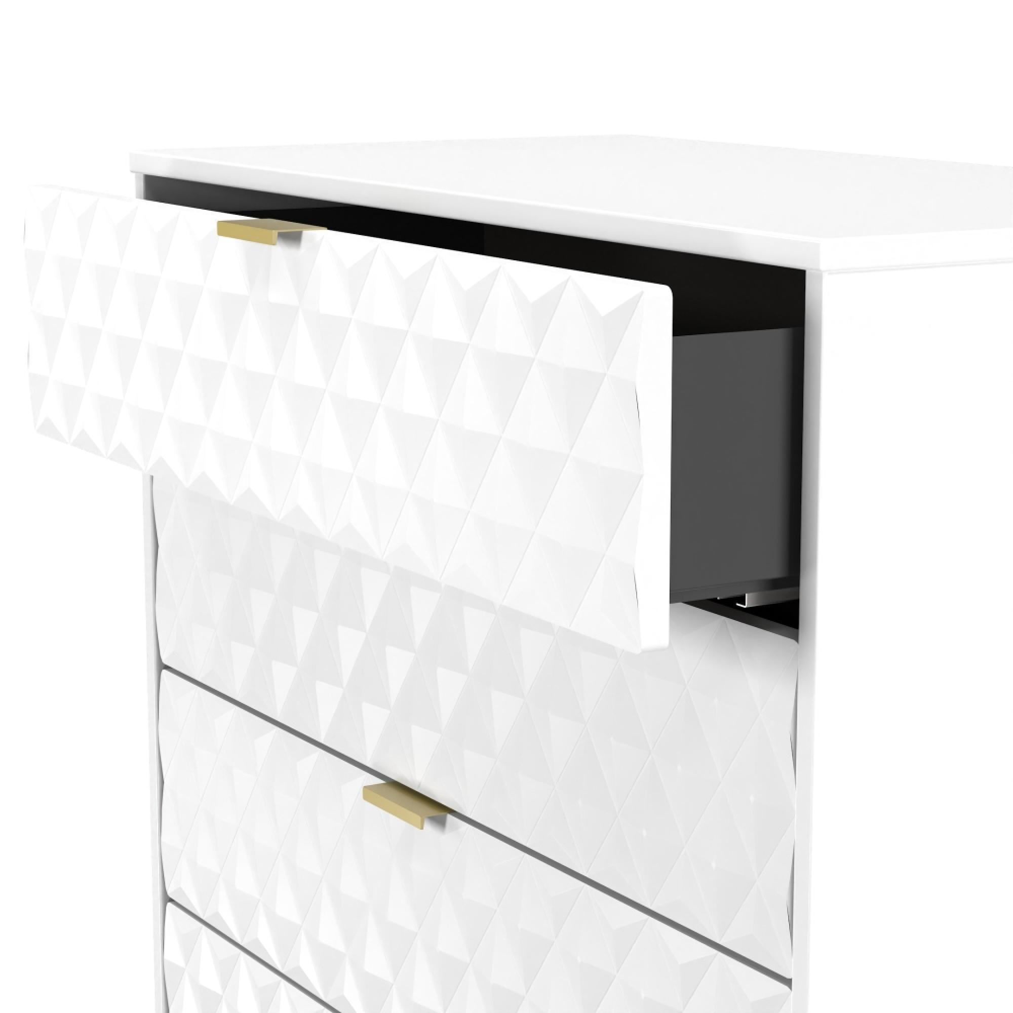 Harlequin Chest - 4 Drawer - with Hairpin Legs - White Matt