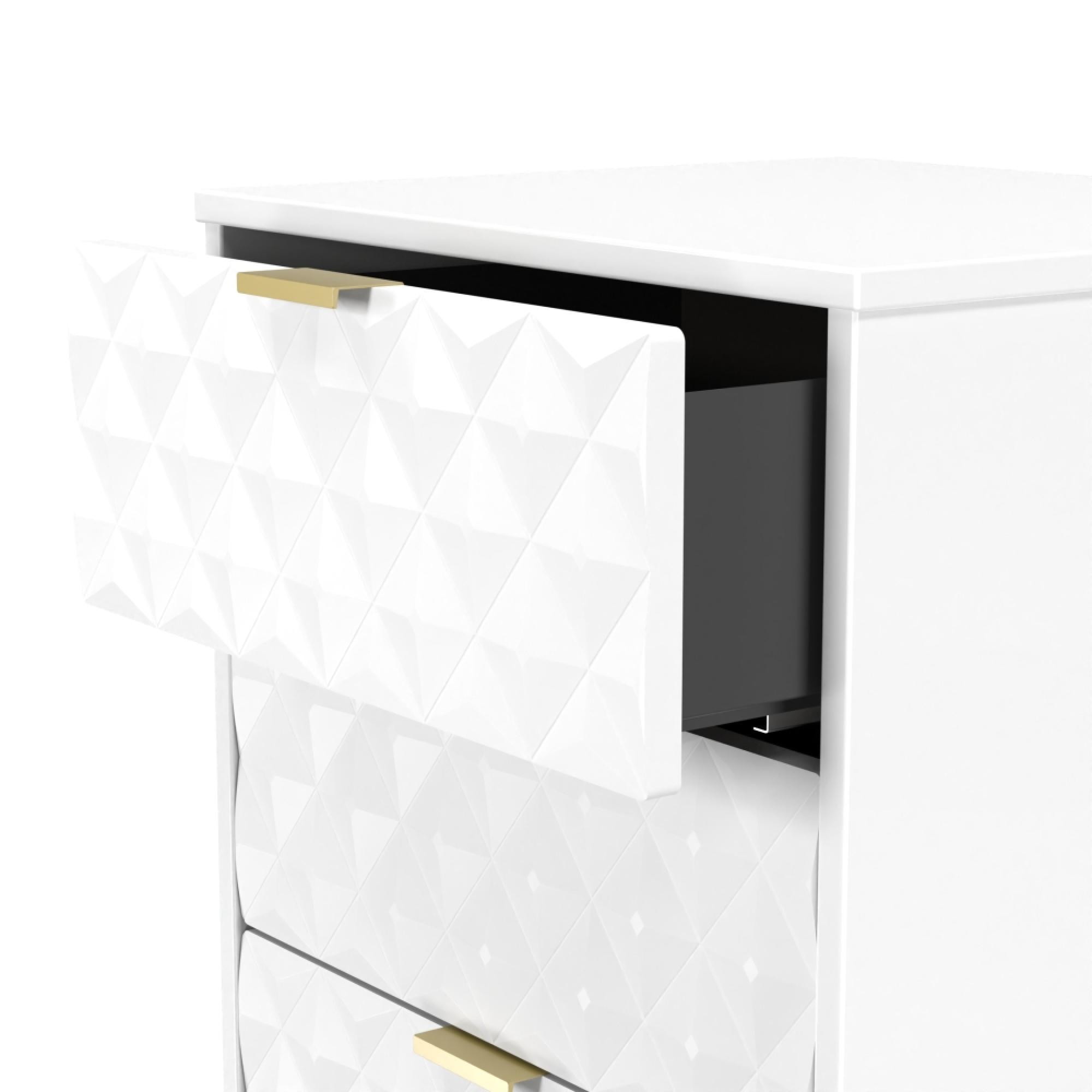 Harlequin Chest - 5 Drawer - Narrow - with Hairpin Legs - White Matt