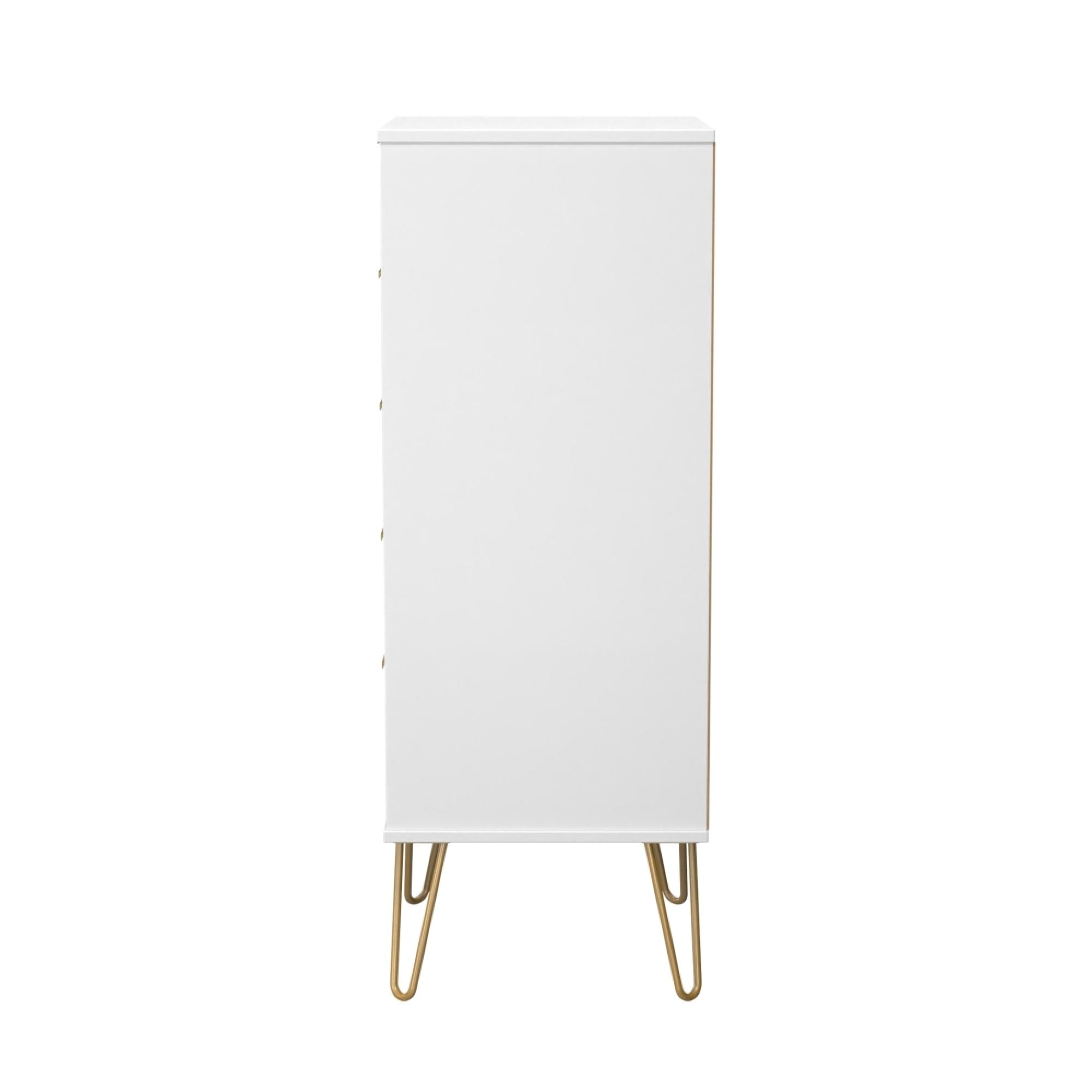 Harlequin Chest - 5 Drawer - Narrow - with Hairpin Legs - White Matt