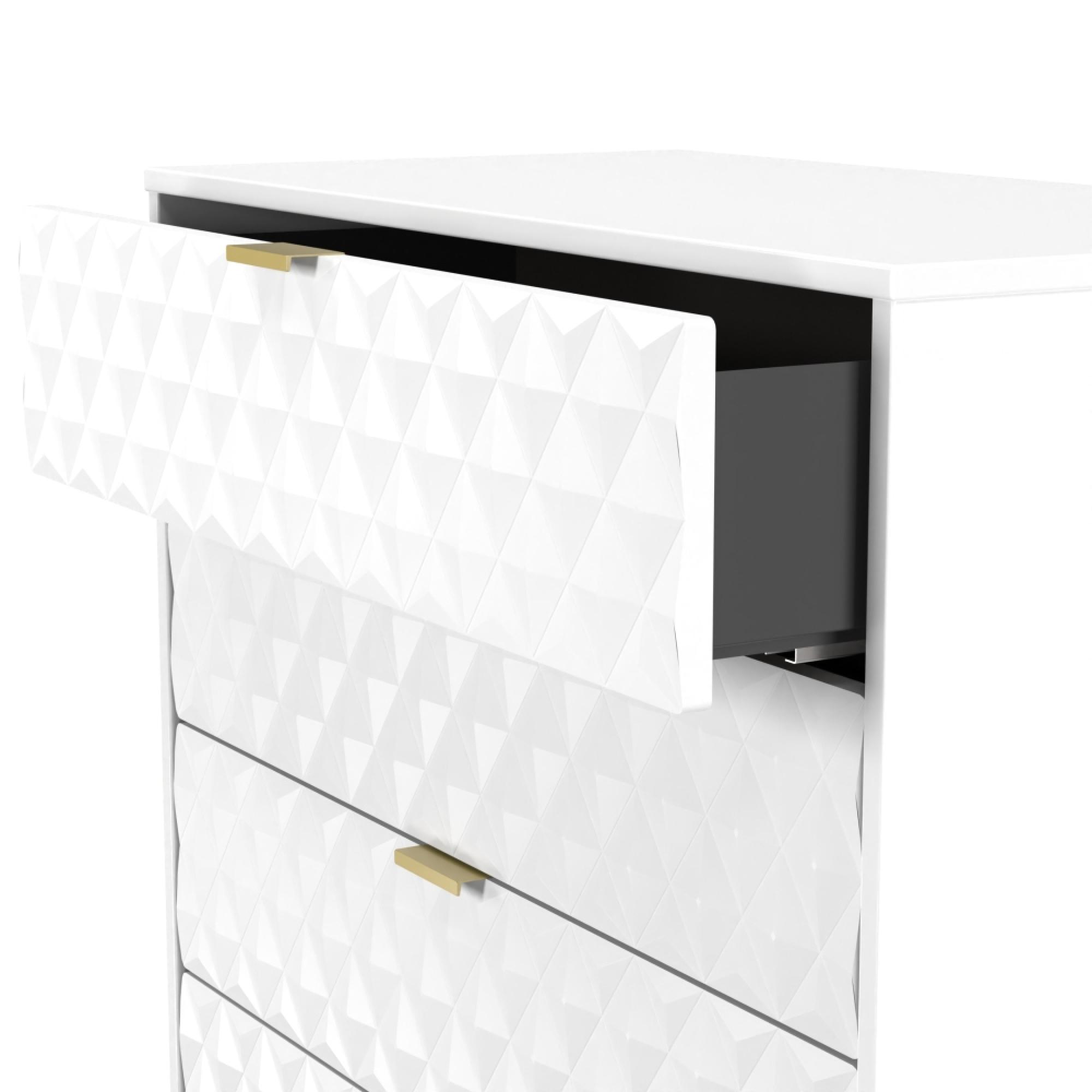 Harlequin Chest - 5 Drawer - Wide - with Hairpin Legs - White Matt