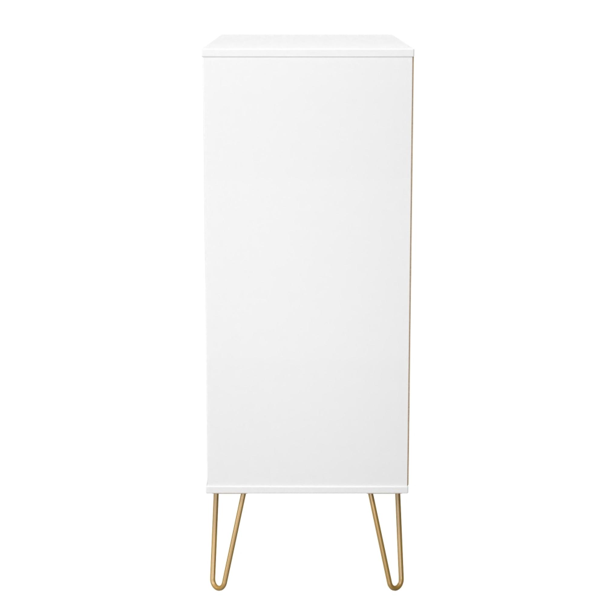 Harlequin Chest - 5 Drawer - Wide - with Hairpin Legs - White Matt