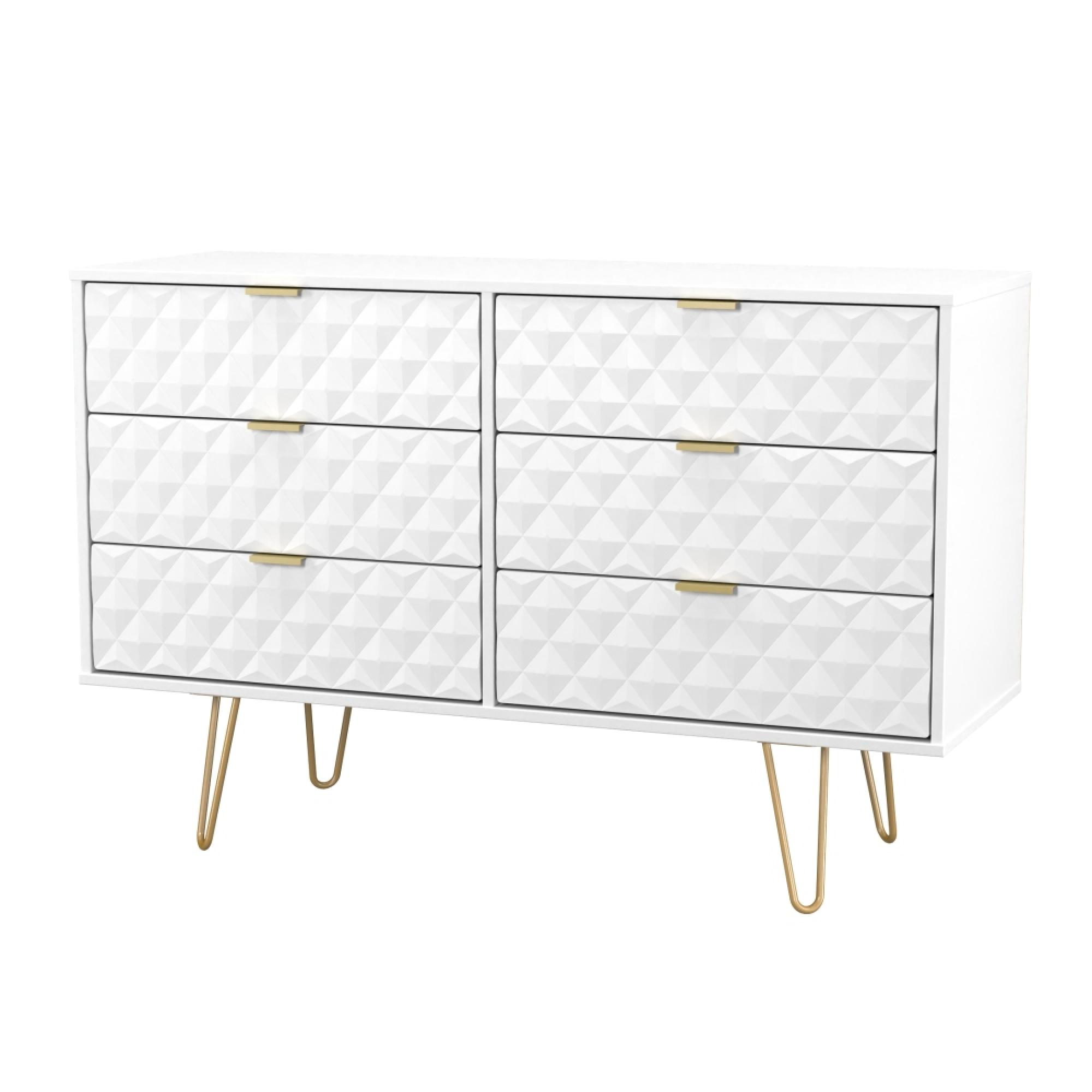Harlequin Chest - 6 Drawer - Midi - with Hairpin Legs - White Matt