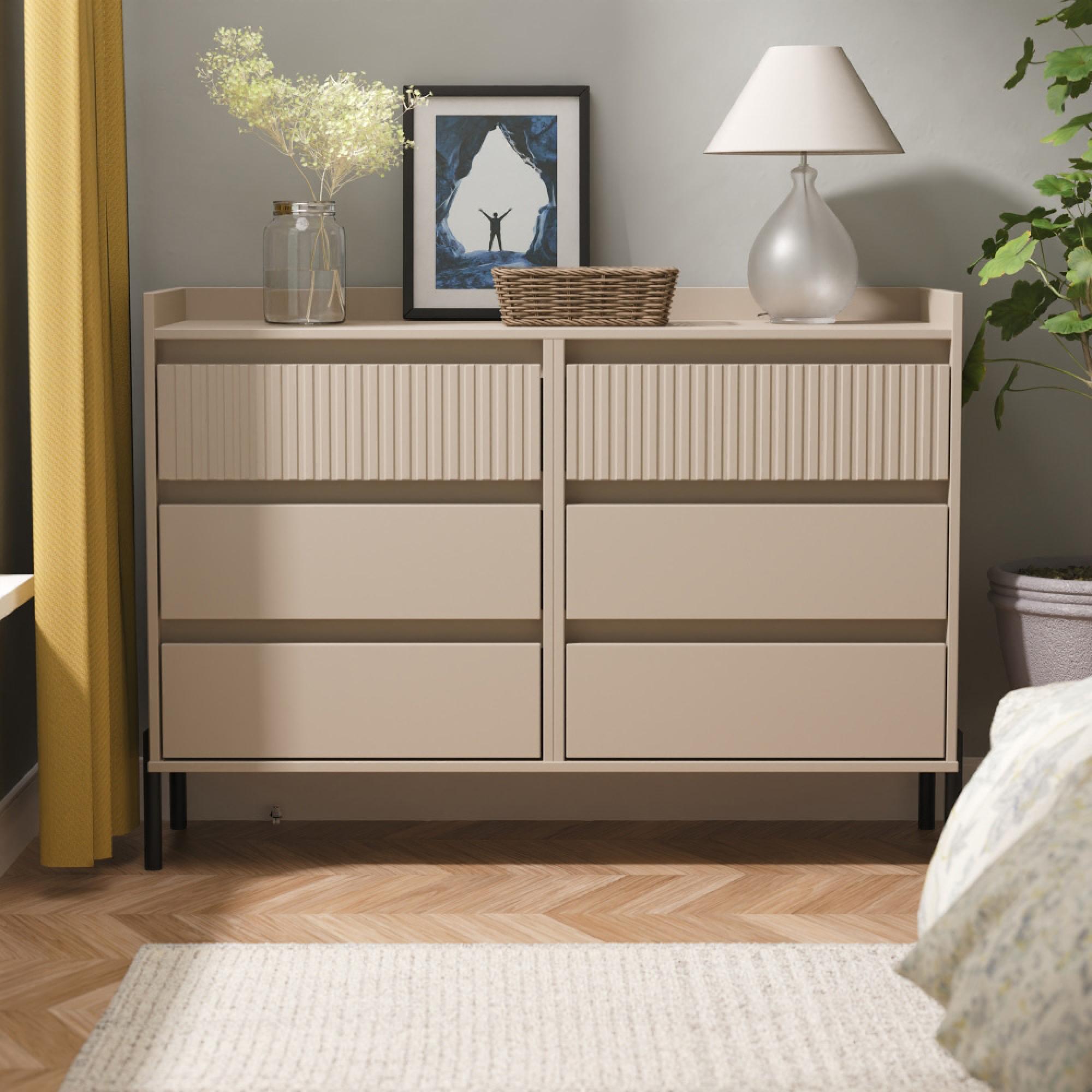 Osaka Chest - 6 Drawer - Midi - Mushroom Matt Fluted