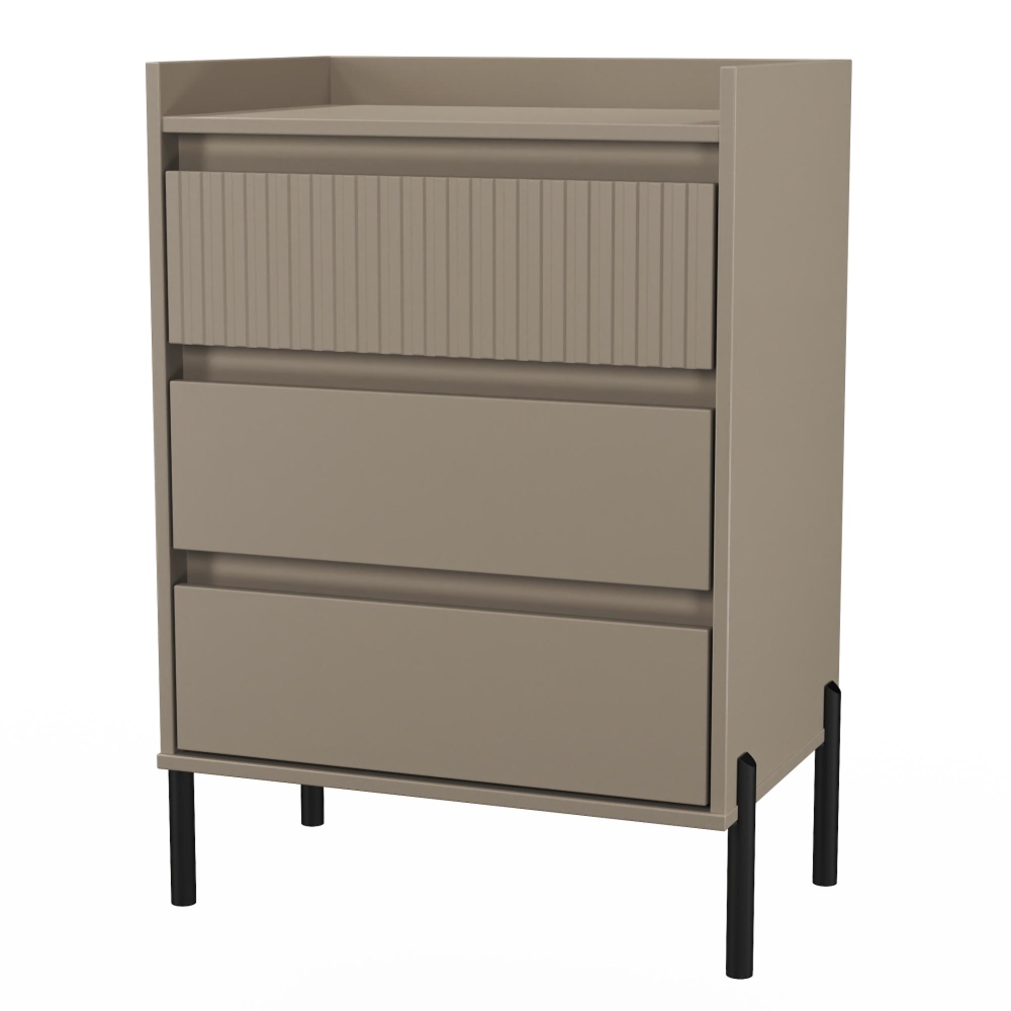Osaka Chest - 3 Drawer - Midi - Mushroom Matt Fluted