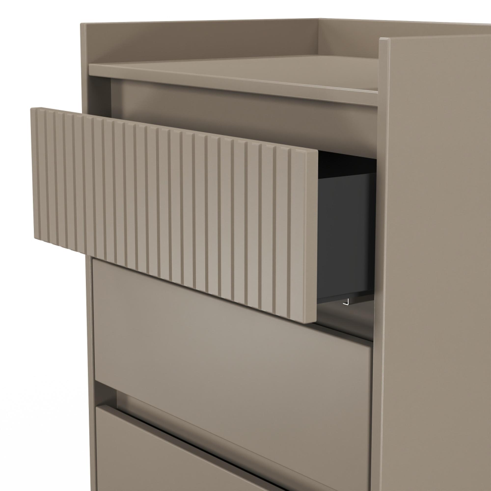 Osaka Chest - 3 Drawer - Midi - Mushroom Matt Fluted