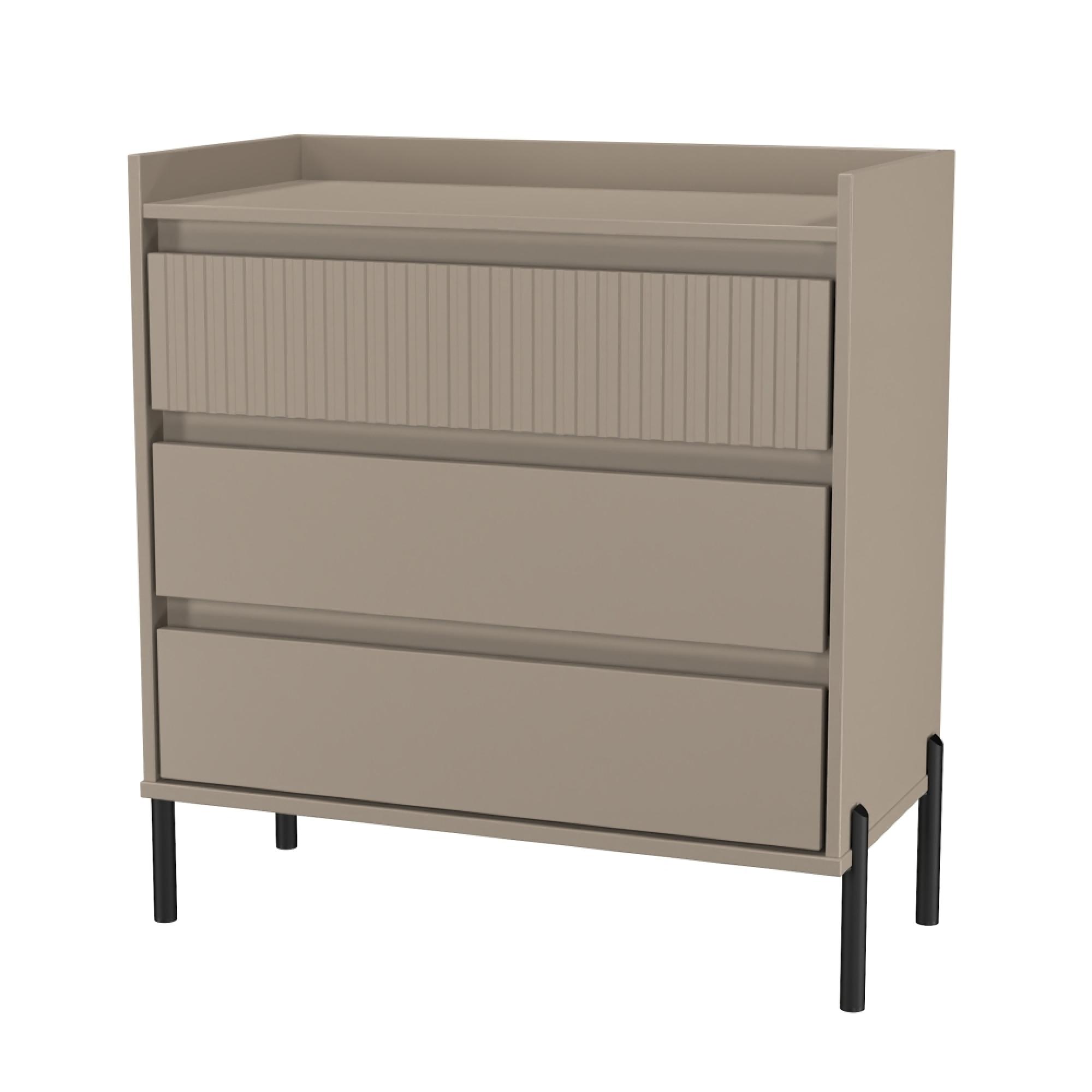 Osaka Chest - 3 Drawer - Mushroom Matt Fluted