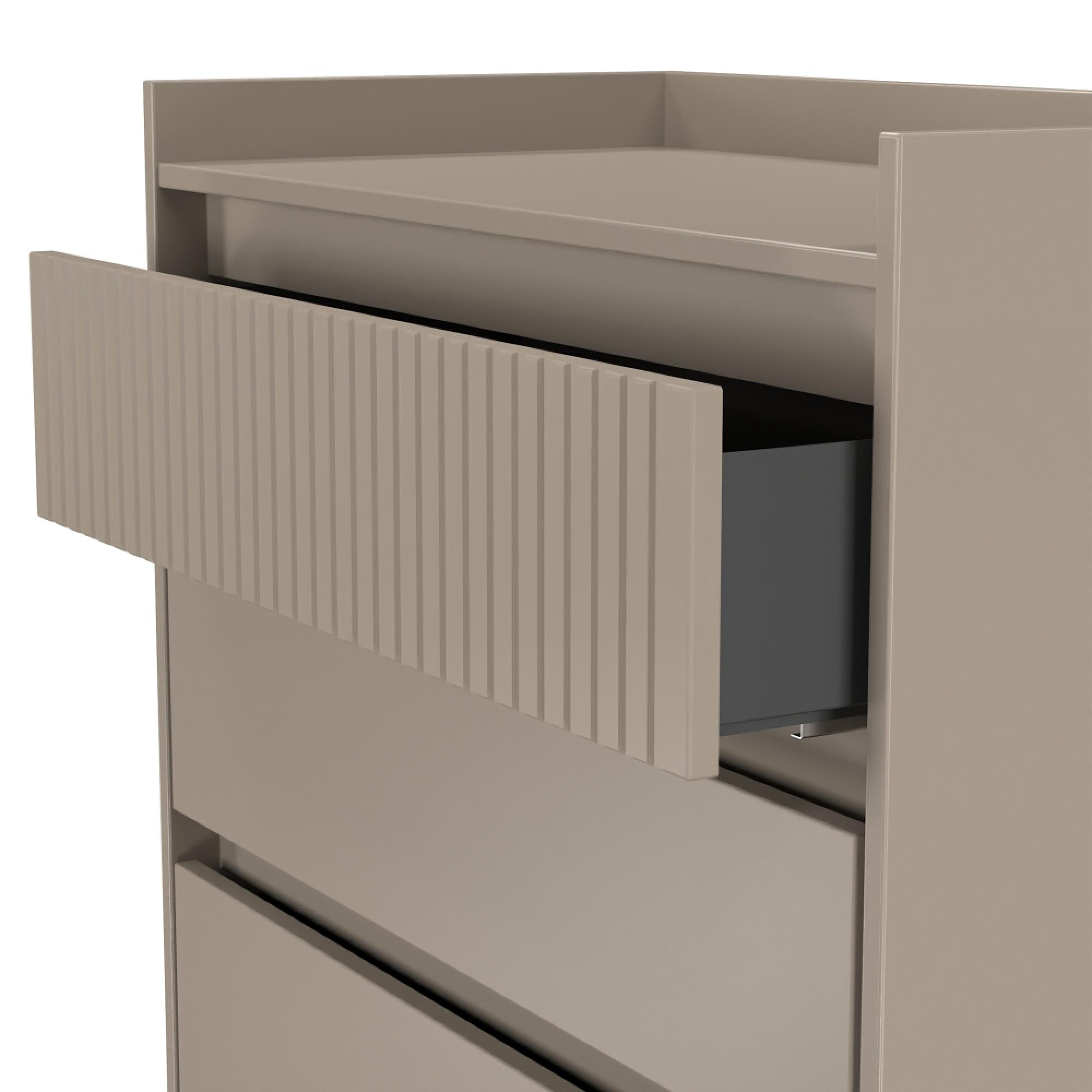 Osaka Chest - 3 Drawer - Mushroom Matt Fluted