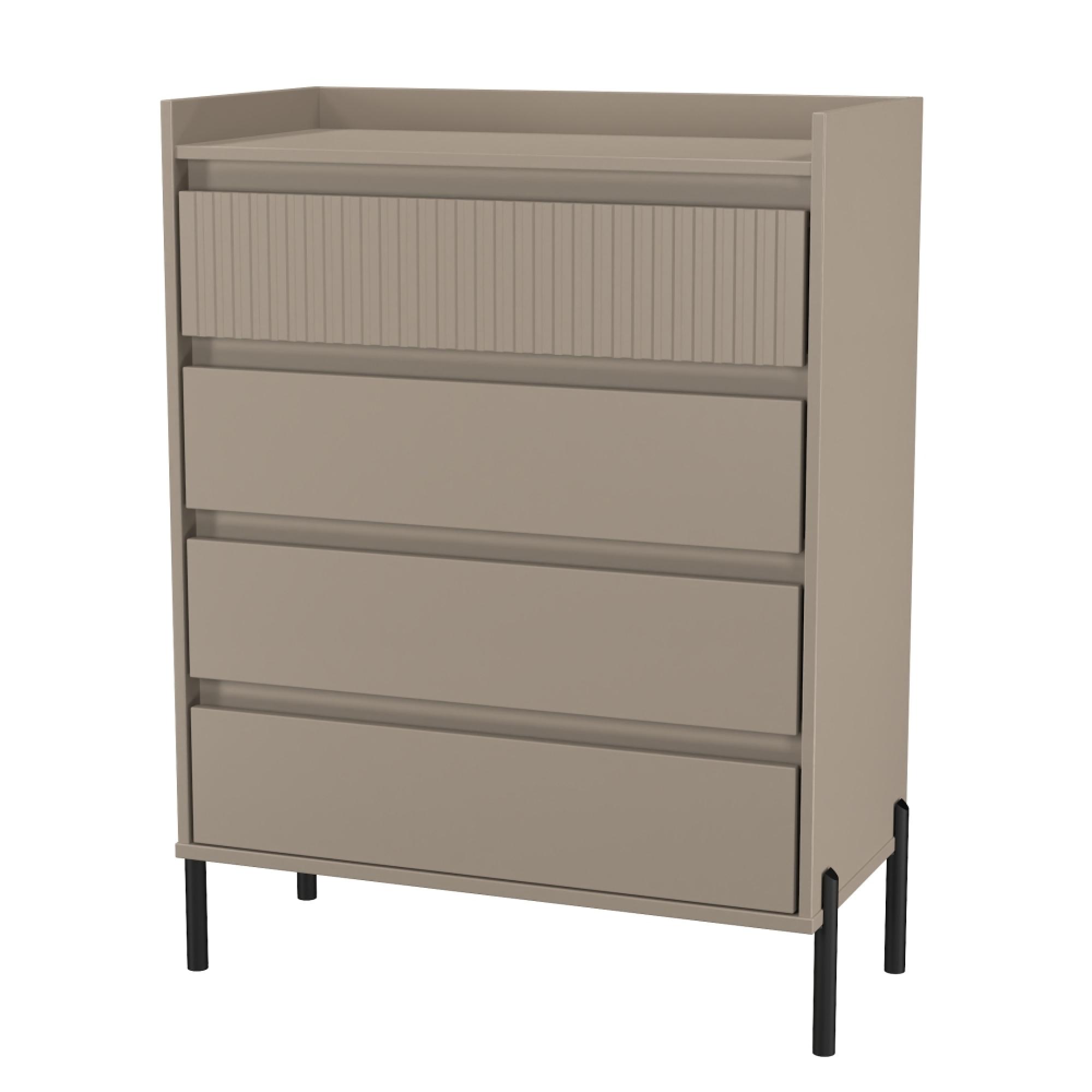 Osaka Chest - 4 Drawer - Mushroom Matt Fluted