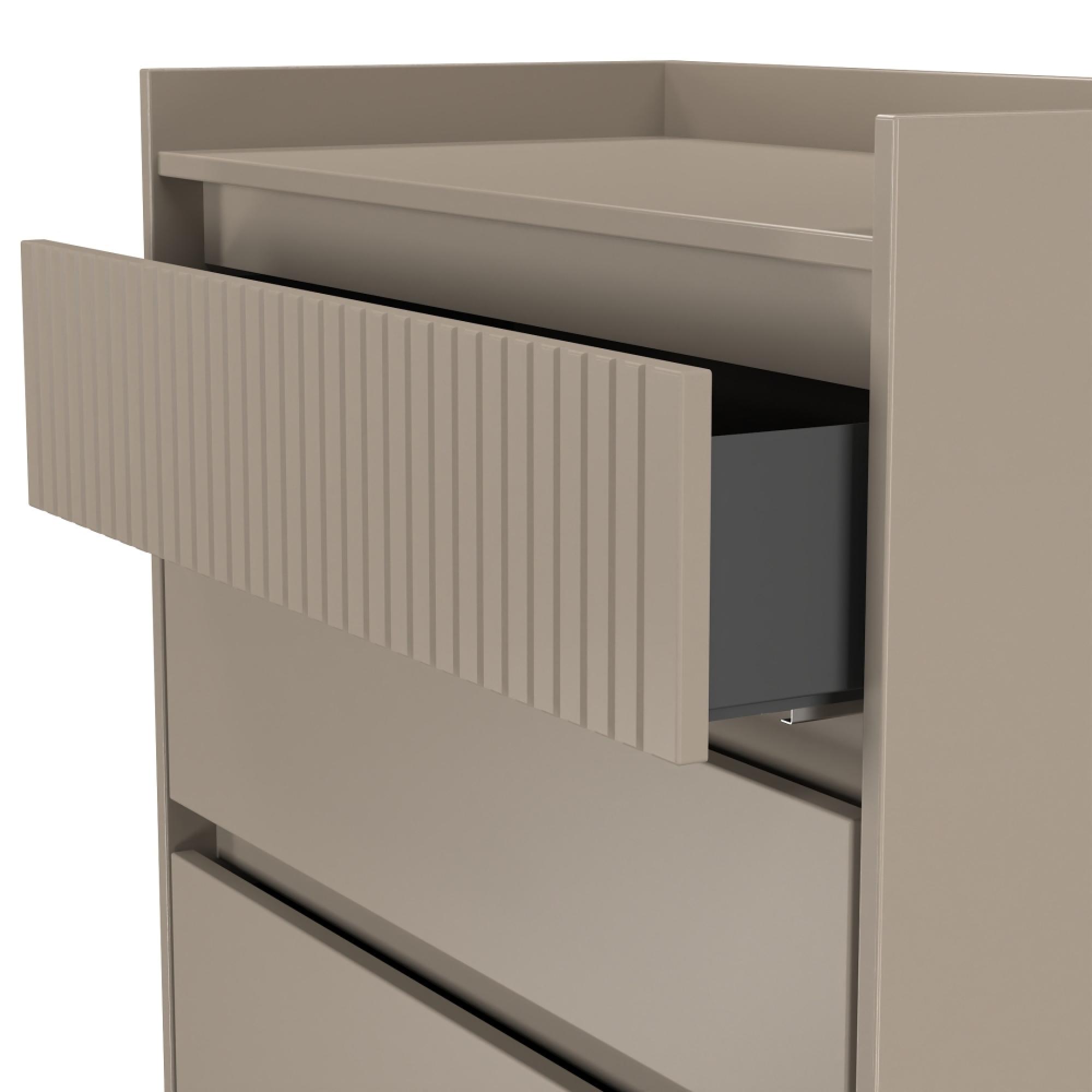 Osaka Chest - 4 Drawer - Mushroom Matt Fluted