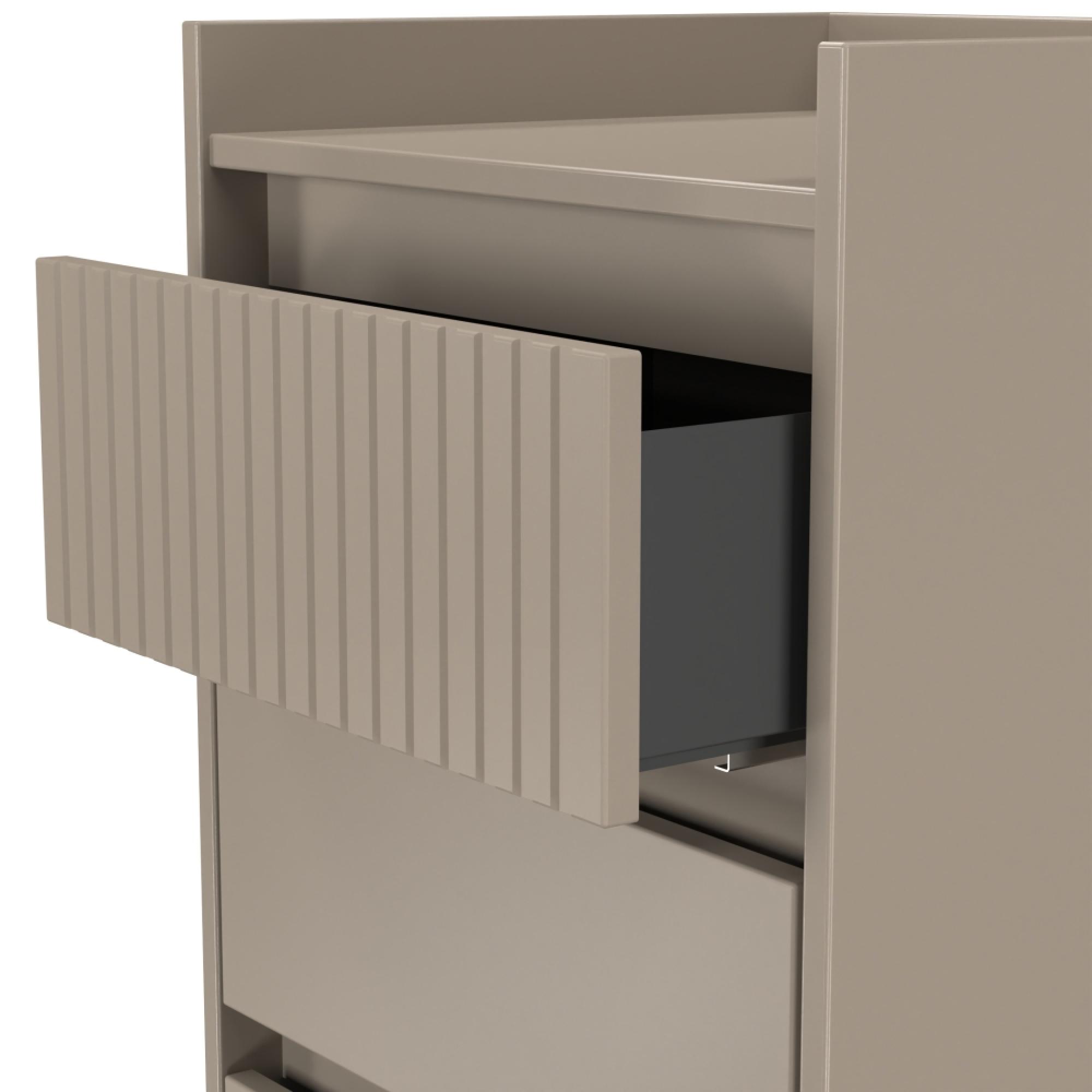 Osaka Chest - 5 Drawer - Narrow - Mushroom Matt Fluted