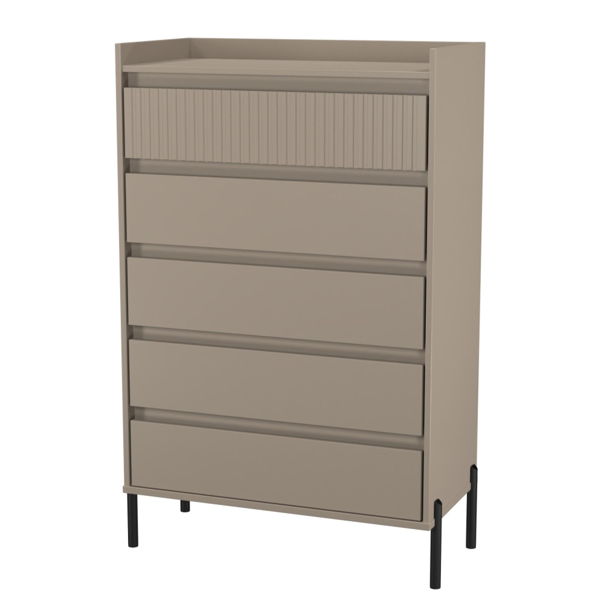 Osaka Chest - 5 Drawer - Wide - Mushroom Matt Fluted
