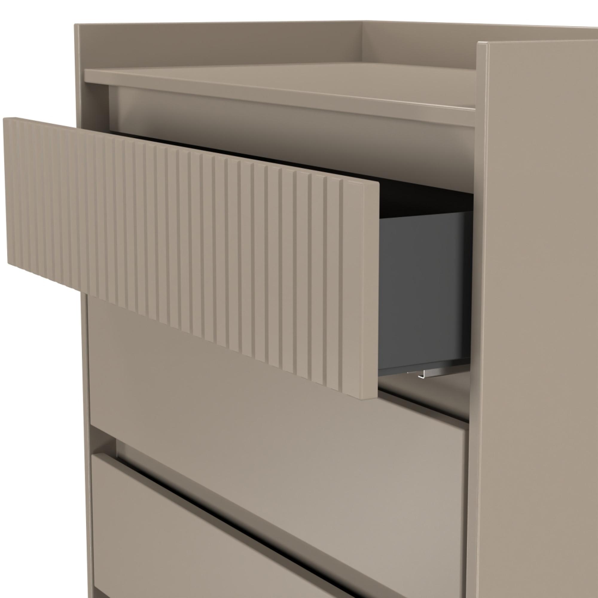 Osaka Chest - 5 Drawer - Wide - Mushroom Matt Fluted