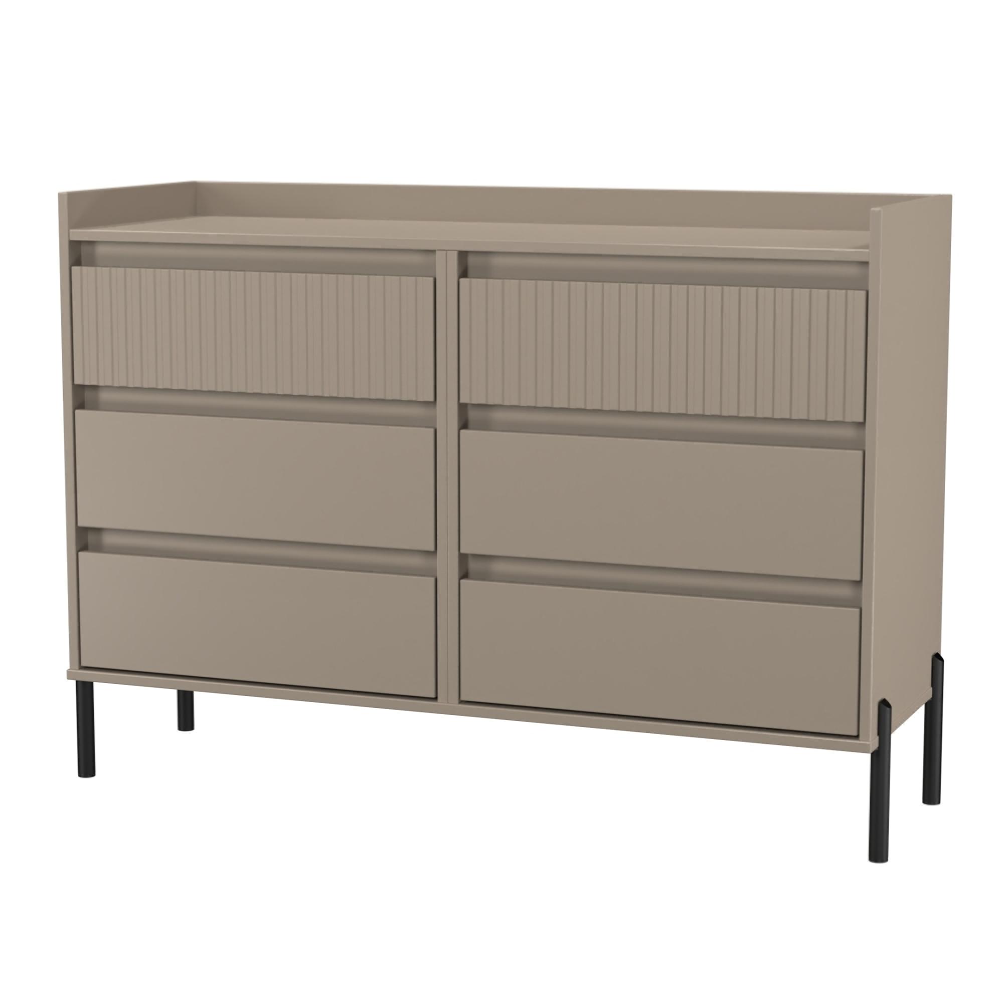 Osaka Chest - 6 Drawer - Midi - Mushroom Matt Fluted