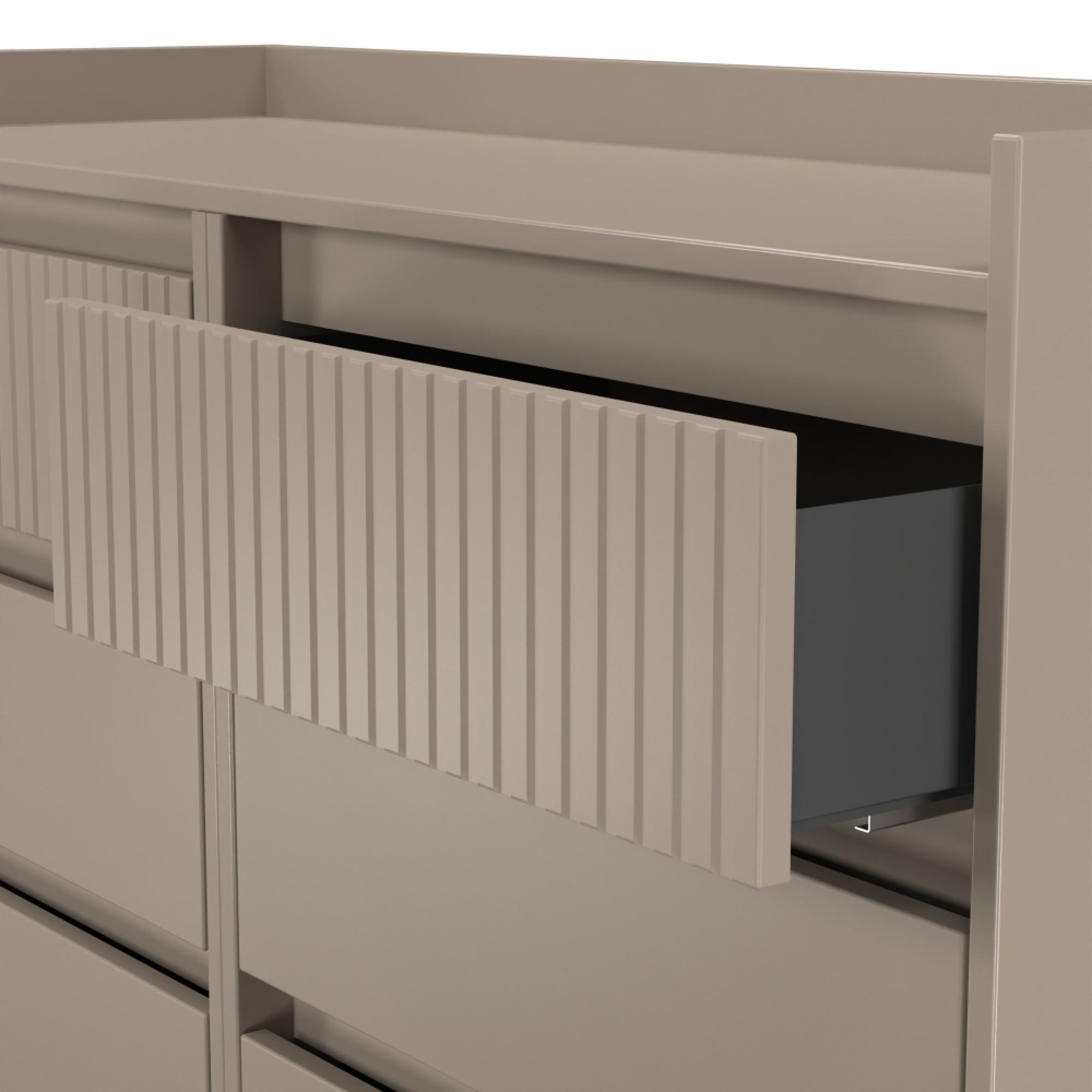 Osaka Chest - 6 Drawer - Midi - Mushroom Matt Fluted