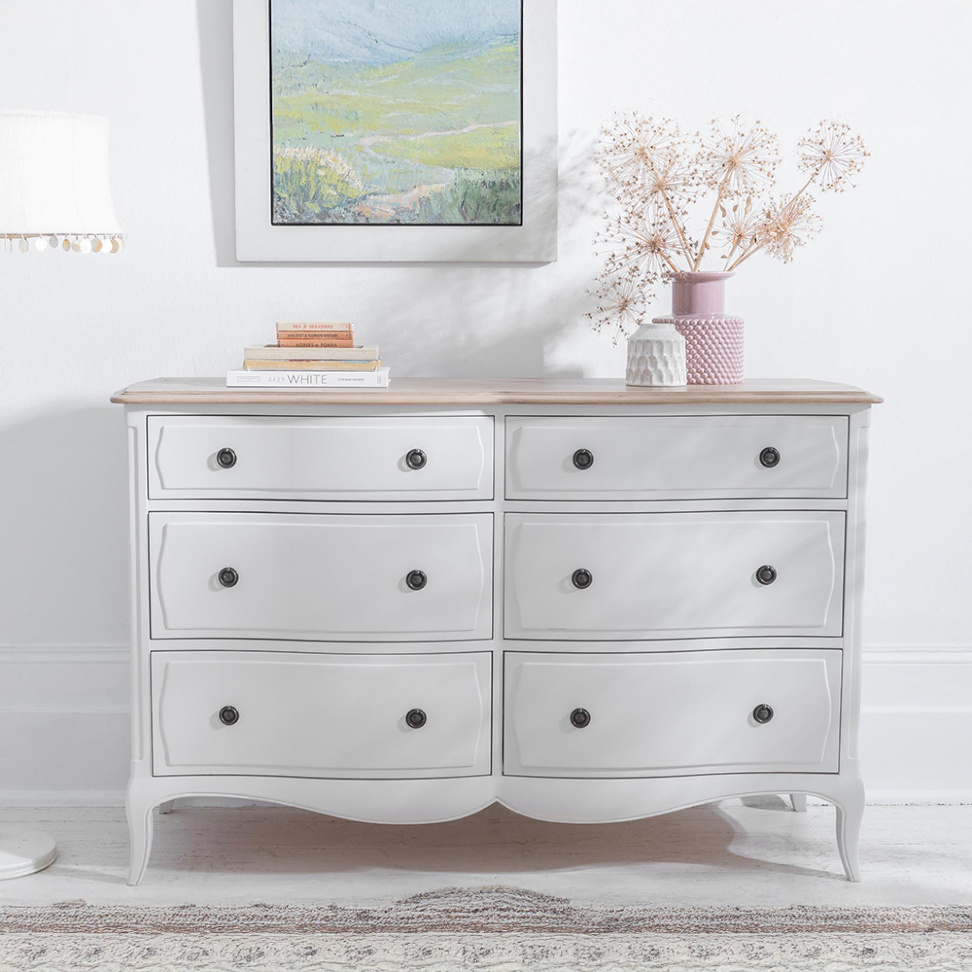 Amelie Chest - 6 Drawer - Wide - White