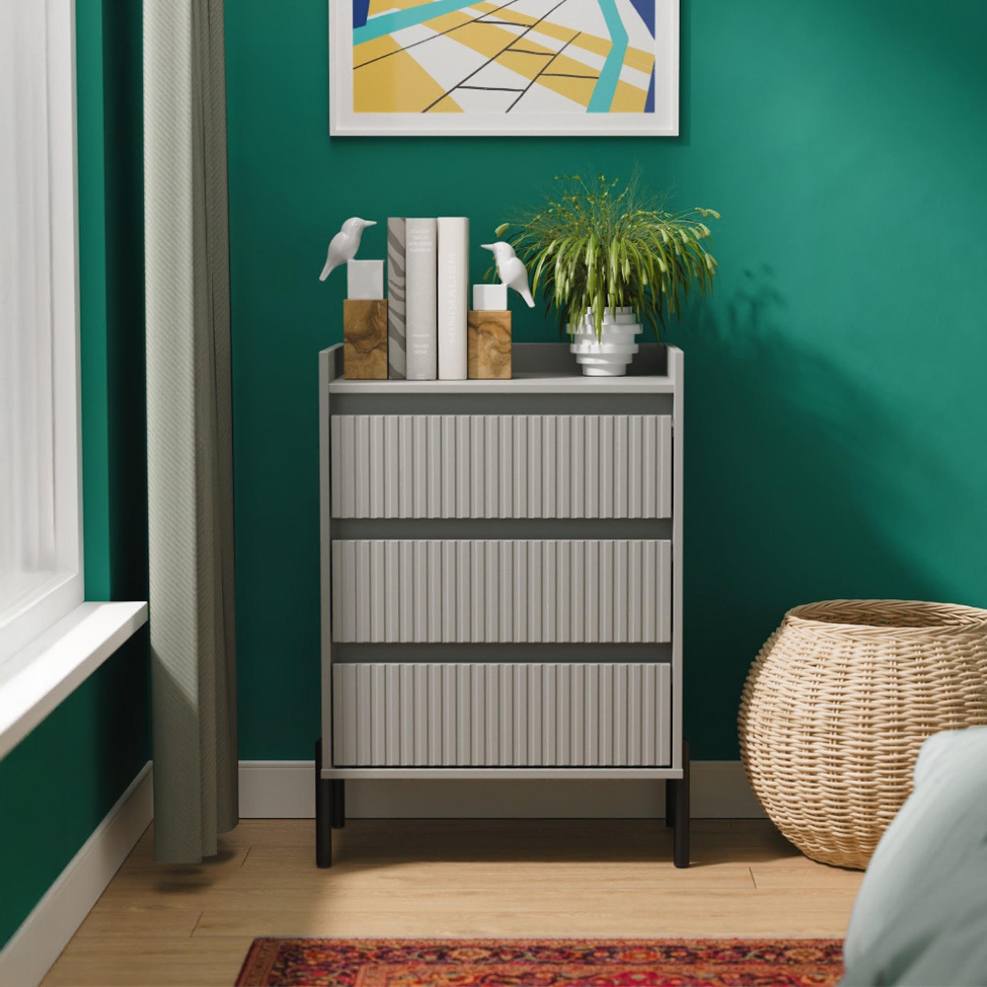 Osaka Chest - 3 Drawer - Midi - Dusk Grey Fluted