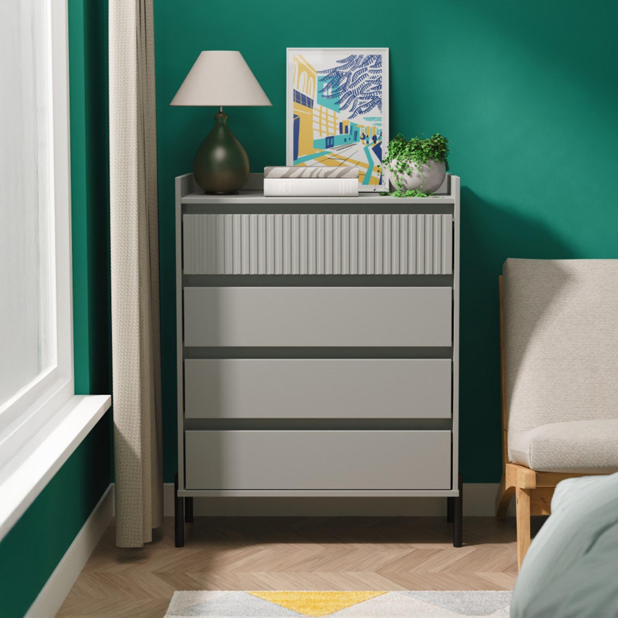 Osaka Chest - 4 Drawer - Dusk Grey Fluted