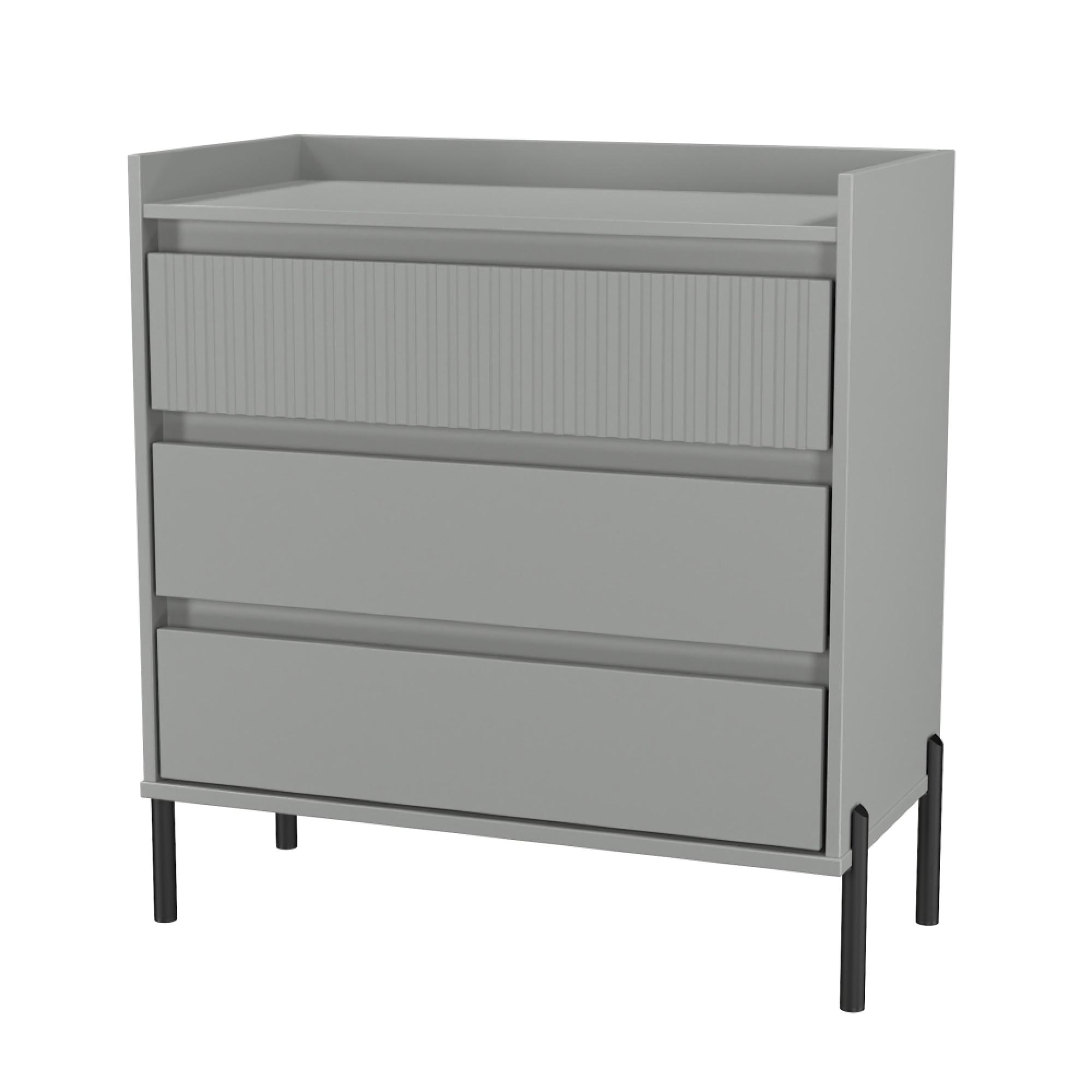 Osaka Chest - 3 Drawer - Dusk Grey Fluted