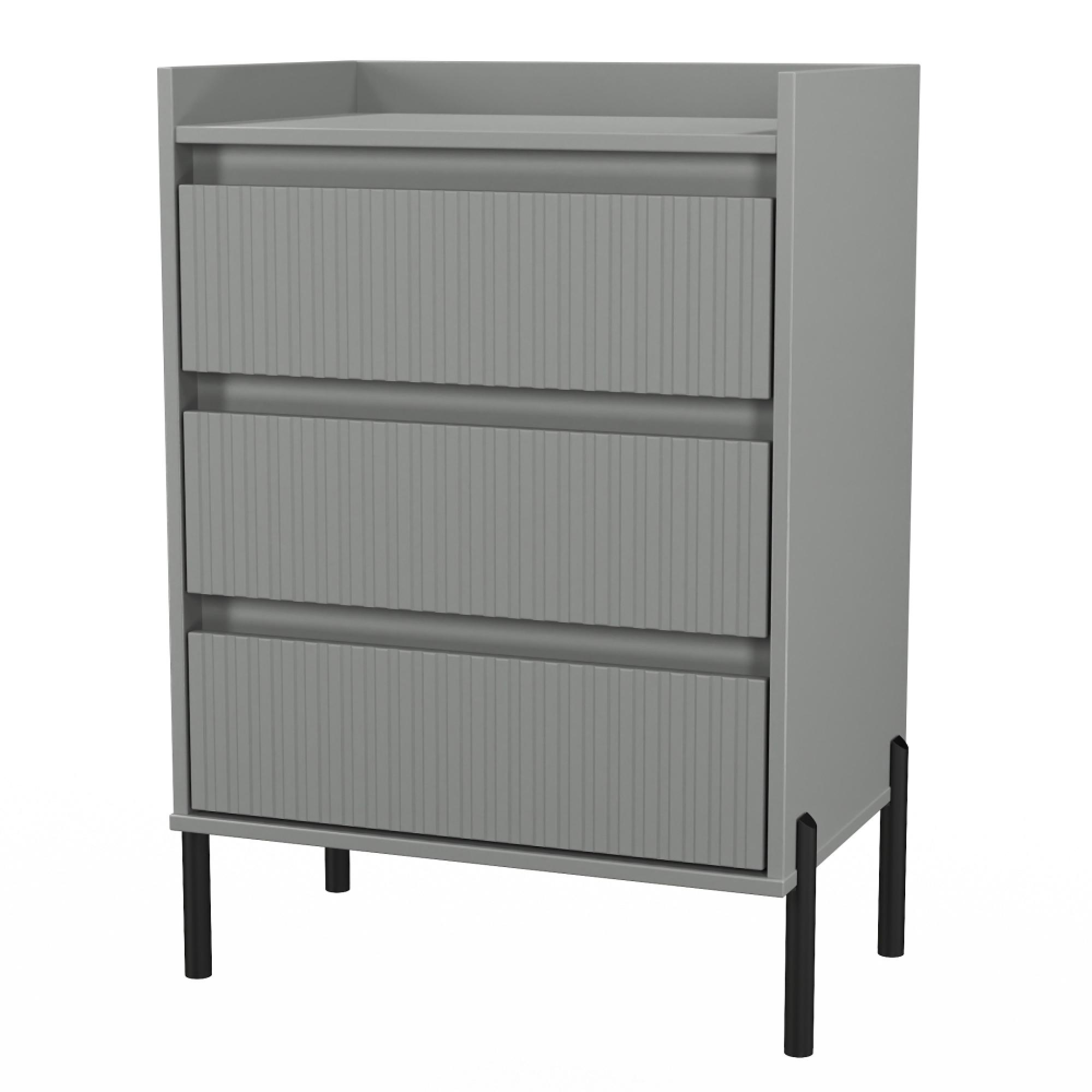 Osaka Chest - 3 Drawer - Midi - Dusk Grey Fluted