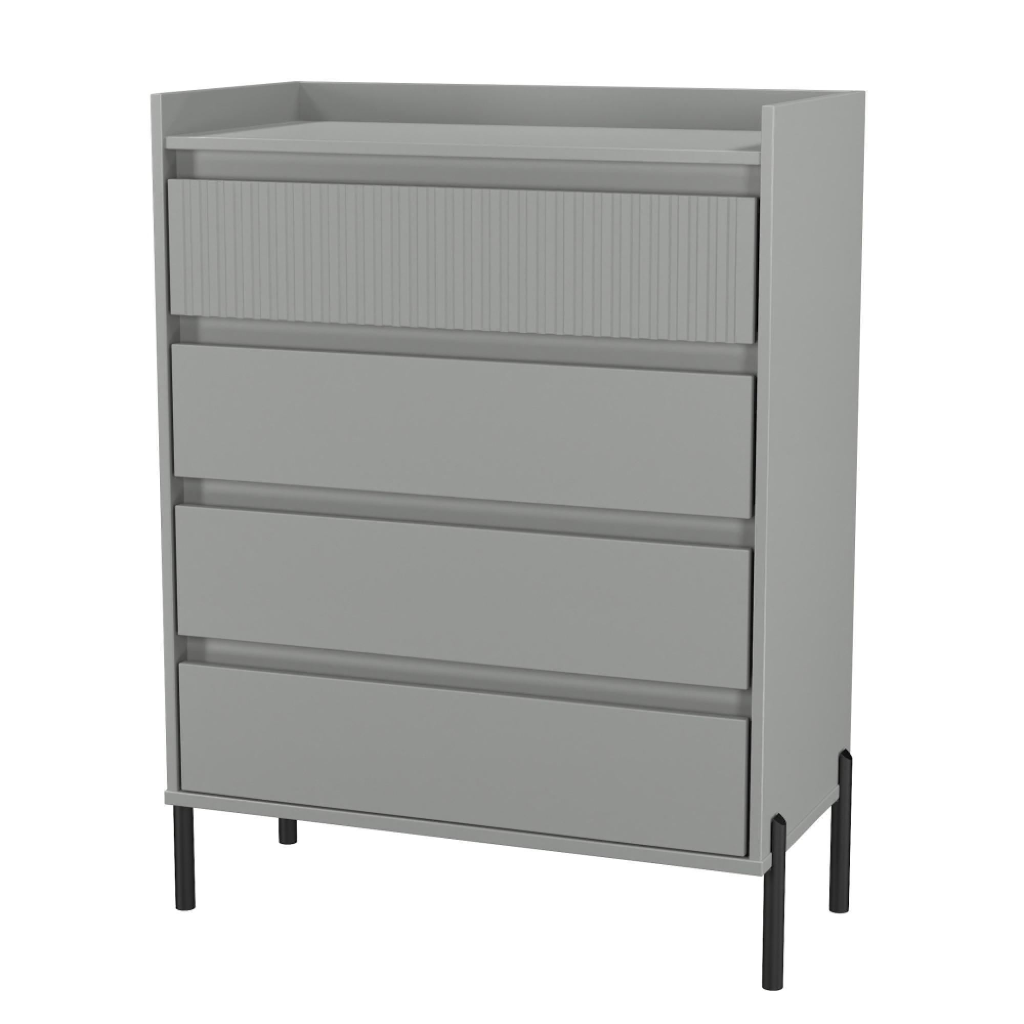 Osaka Chest - 4 Drawer - Dusk Grey Fluted