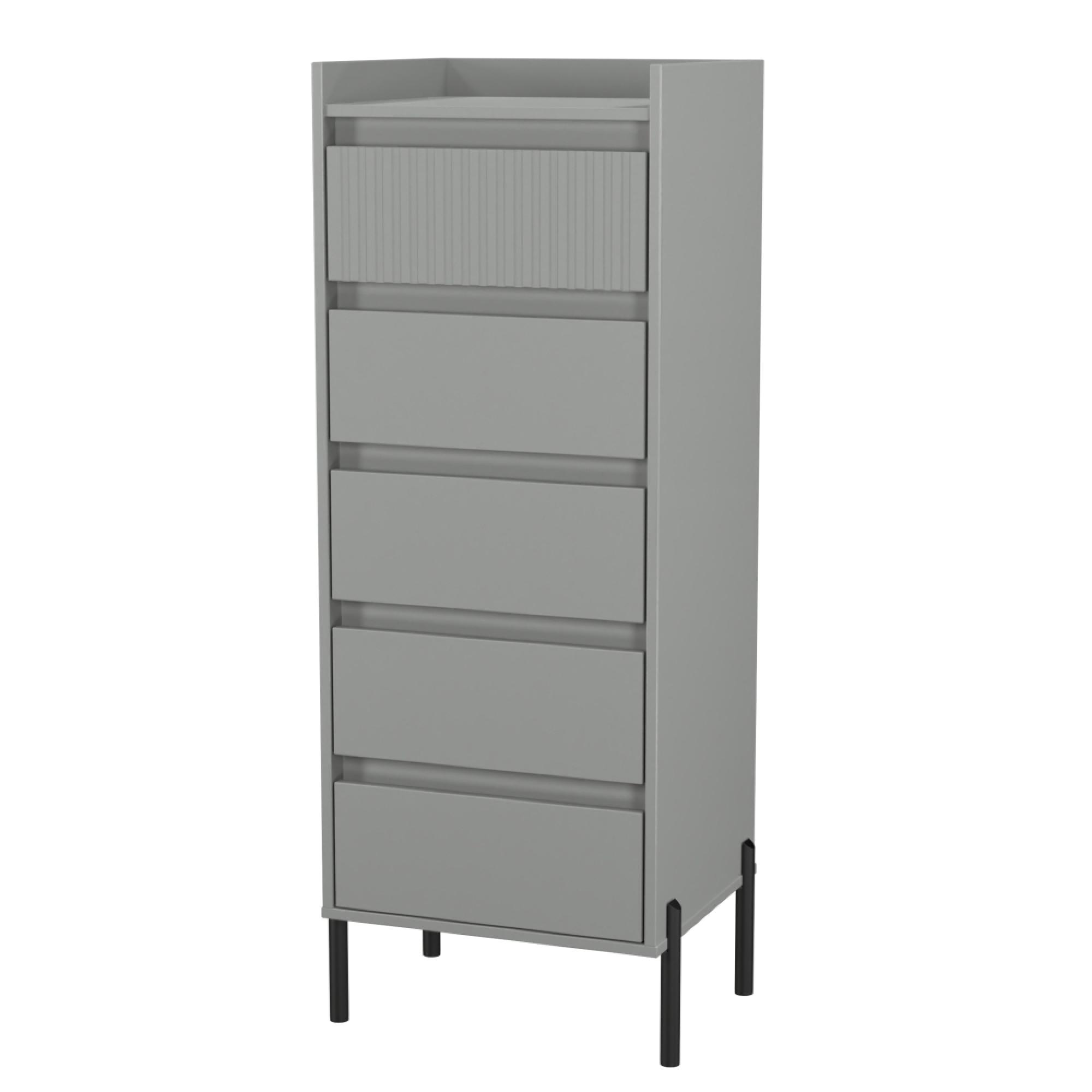 Osaka Chest - 5 Drawer - Narrow - Dusk Grey Fluted