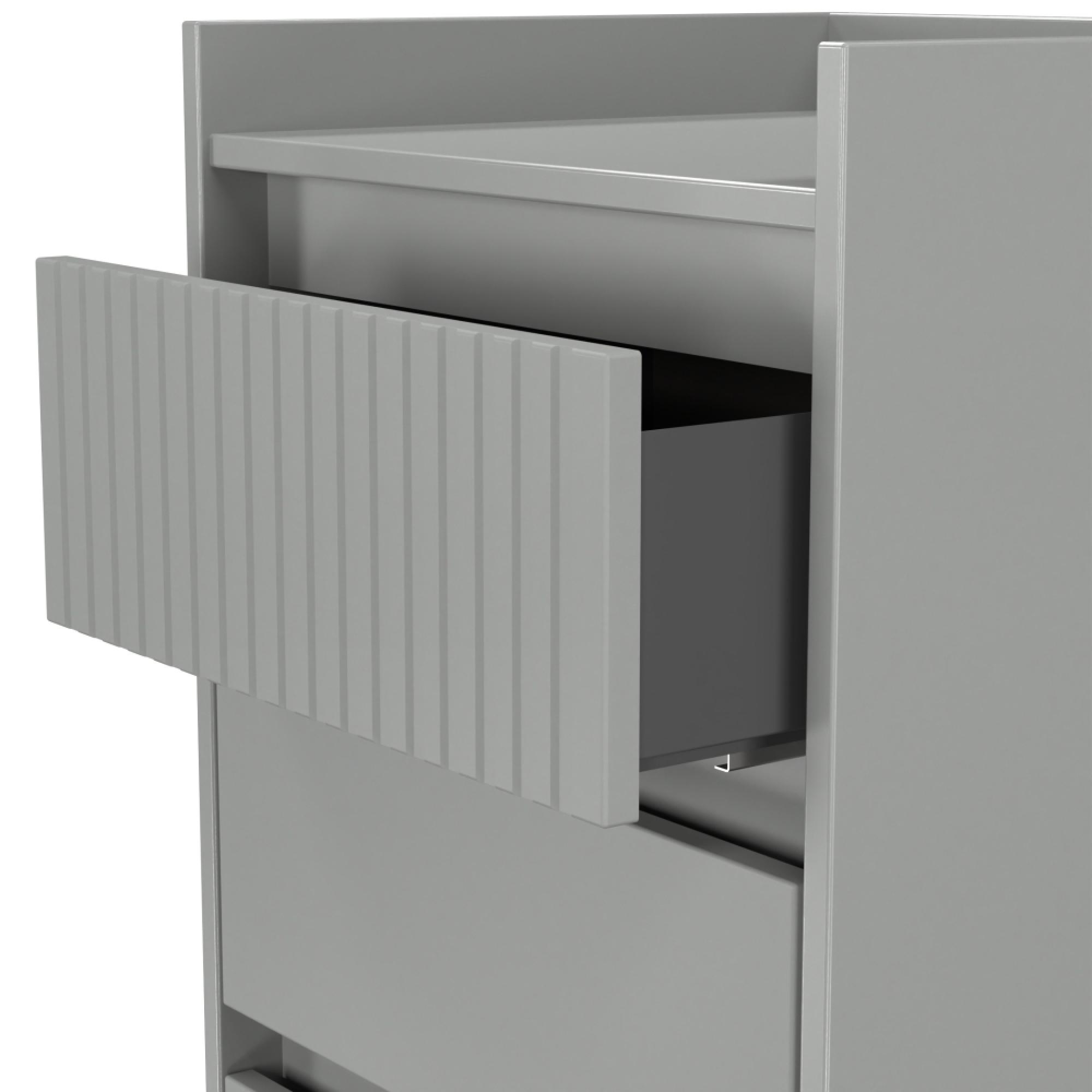 Osaka Chest - 5 Drawer - Narrow - Dusk Grey Fluted