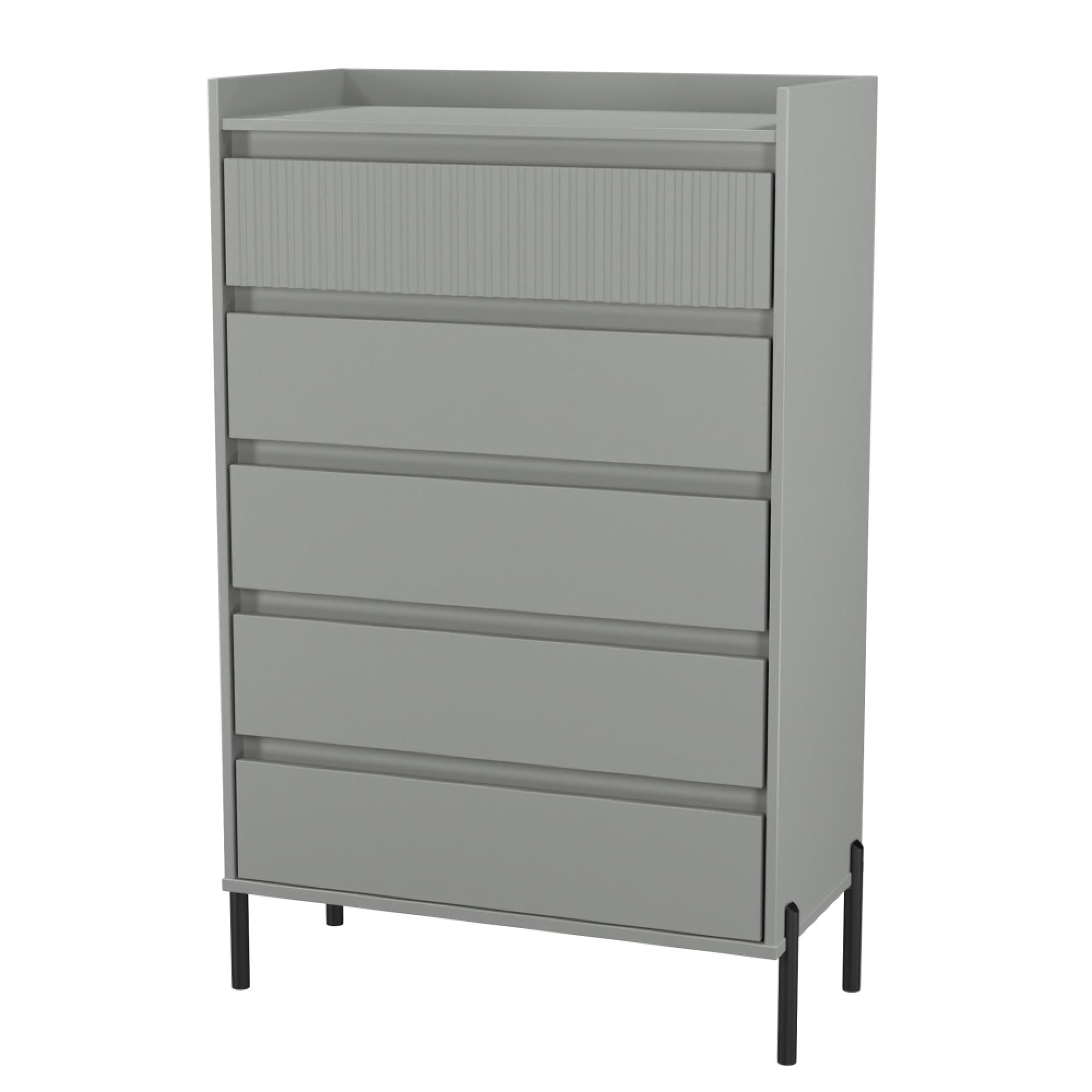 Osaka Chest - 5 Drawer - Wide - Dusk Grey Fluted