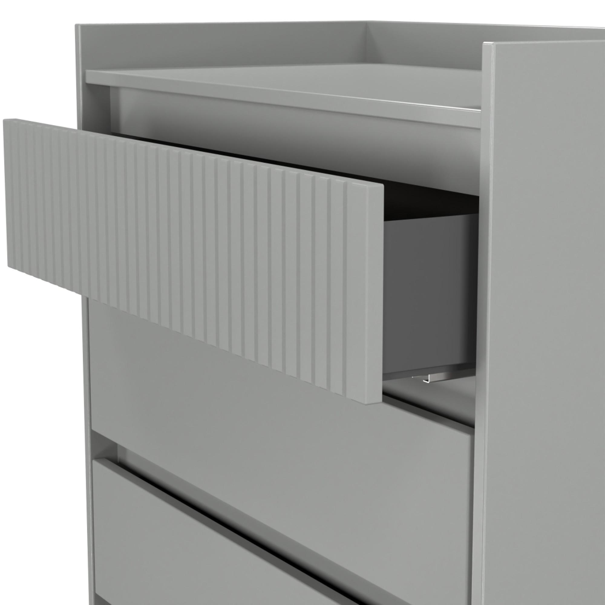 Osaka Chest - 5 Drawer - Wide - Dusk Grey Fluted