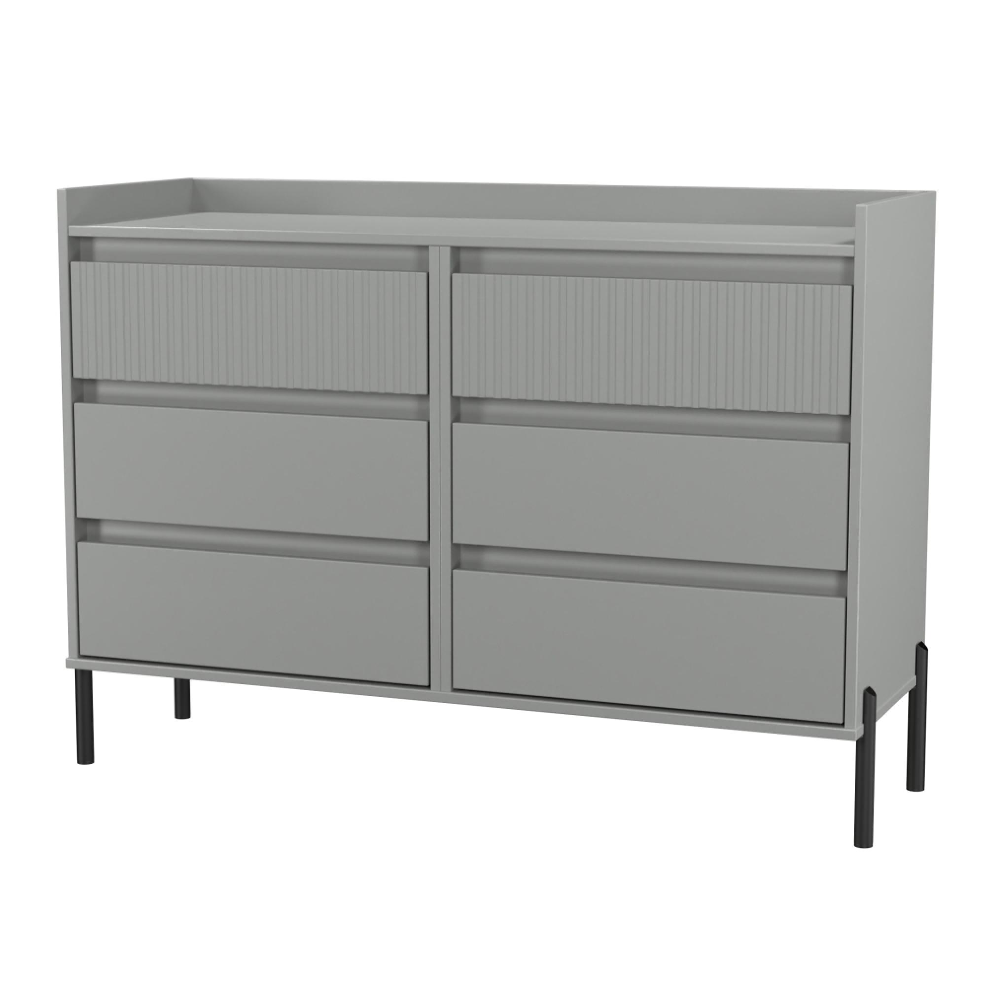 Osaka Chest - 6 Drawer - Midi - Dusk Grey Fluted