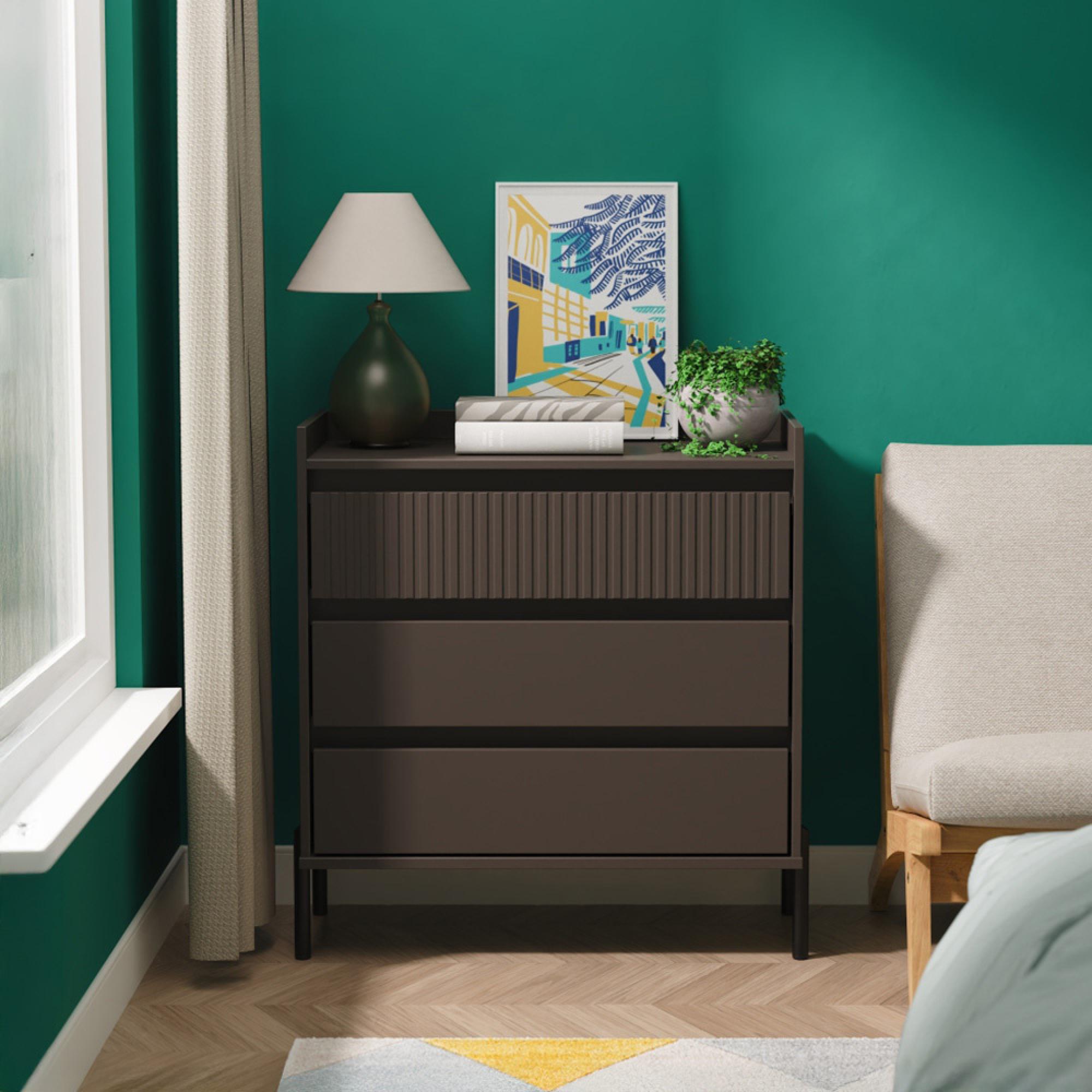 Osaka Chest - 3 Drawer - Graphite Fluted
