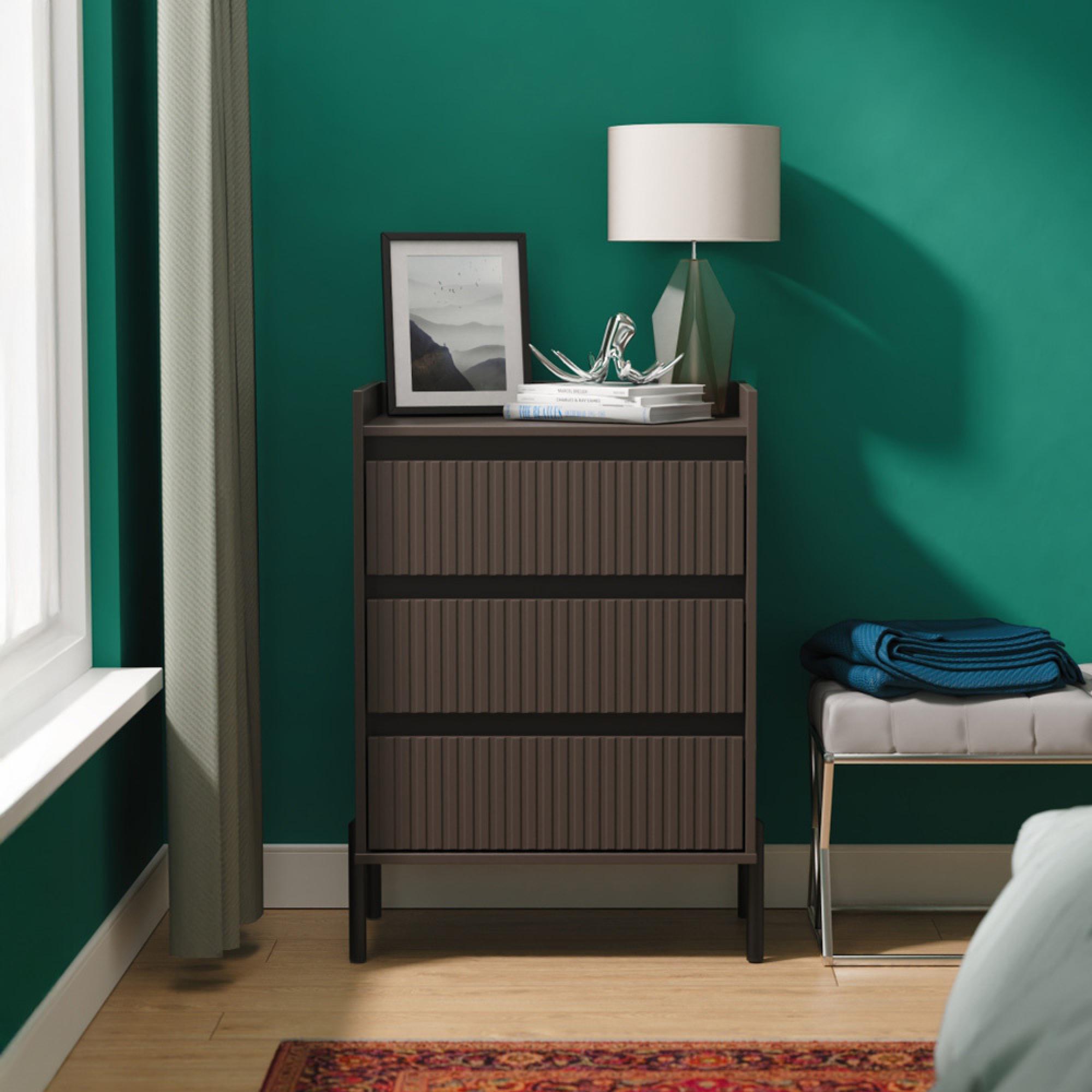 Osaka Chest - 3 Drawer - Midi - Graphite Fluted